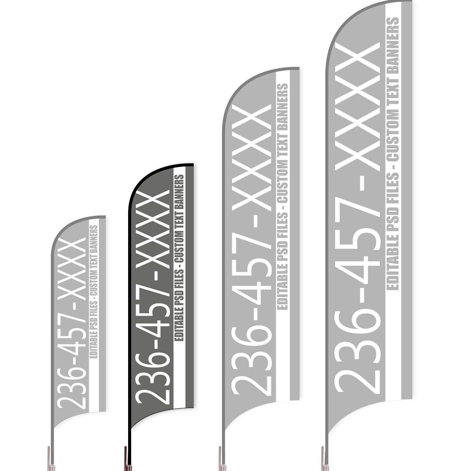 Sharkfin Flag - Doule Sided -Hot Line-M-Grey-Flag Menu