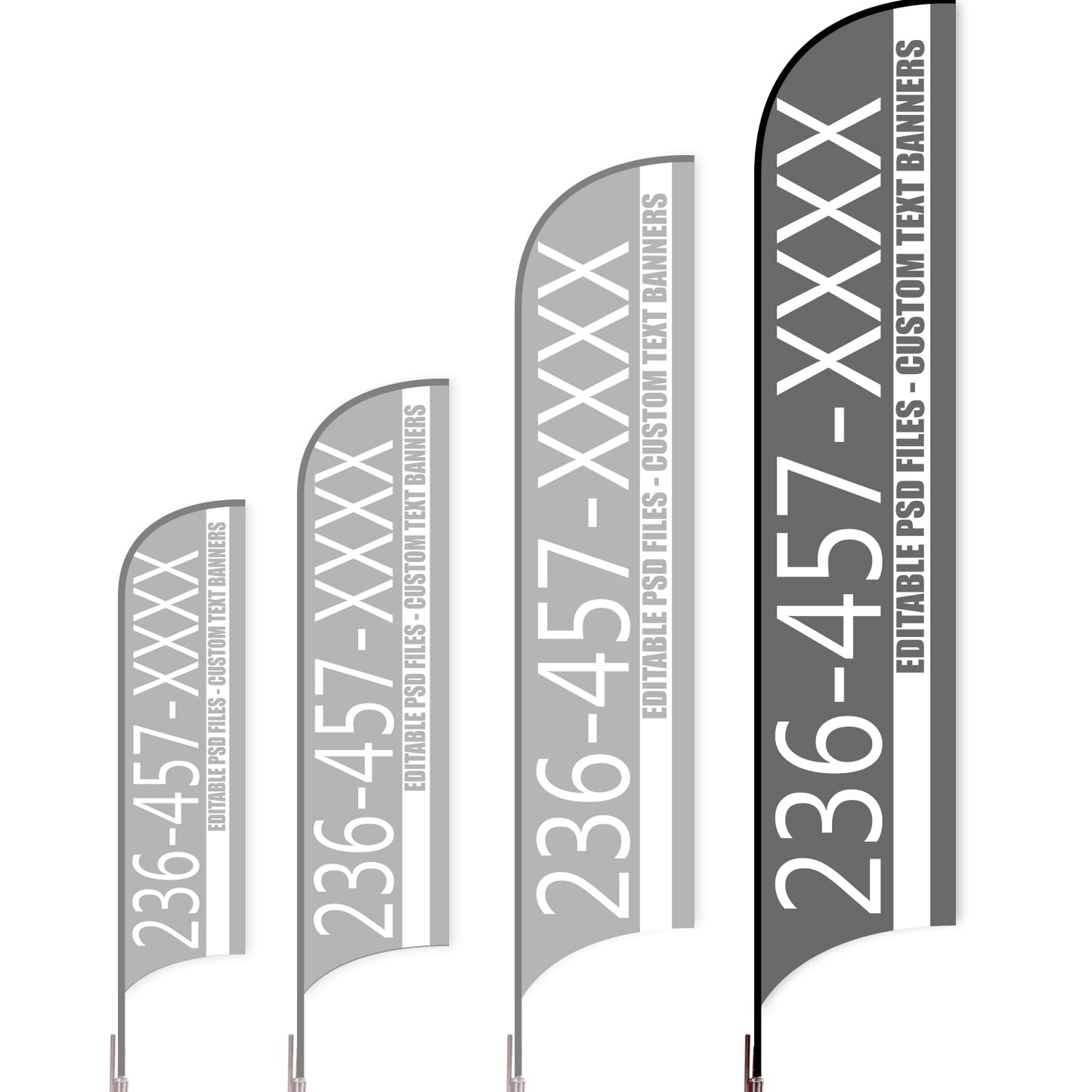Sharkfin Flag - Doule Sided -Hot Line-XL-Grey-Flag Menu