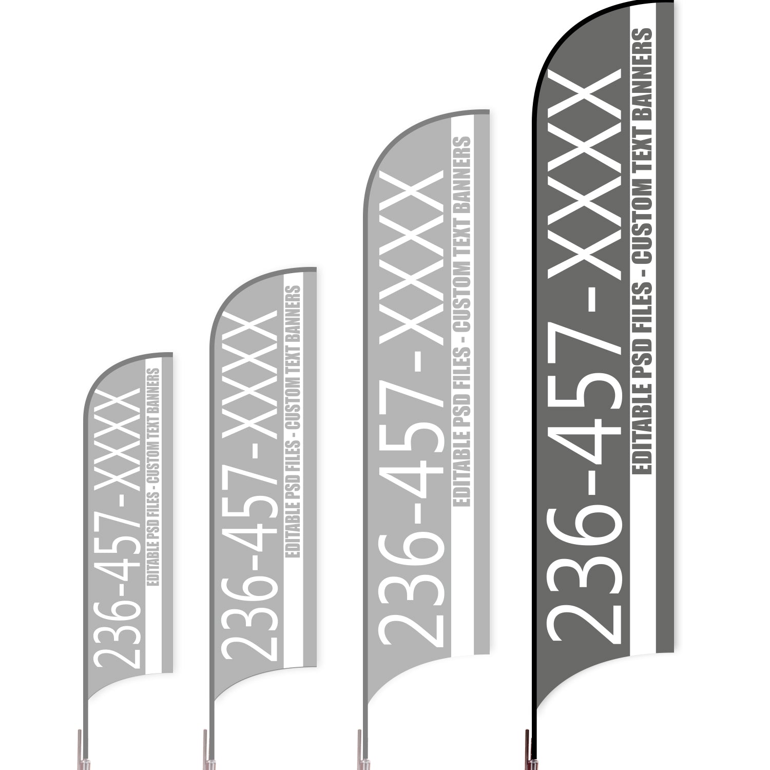 Sharkfin Flag - Doule Sided -Hot Line-XL-Grey-Flag Menu