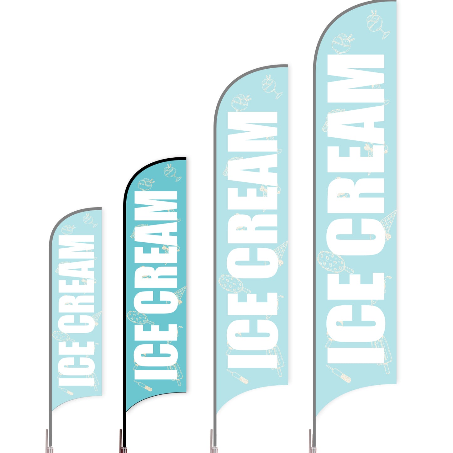 Sharkfin Flag - Doule Sided - Icecream-M-Blue A-Flag Menu
