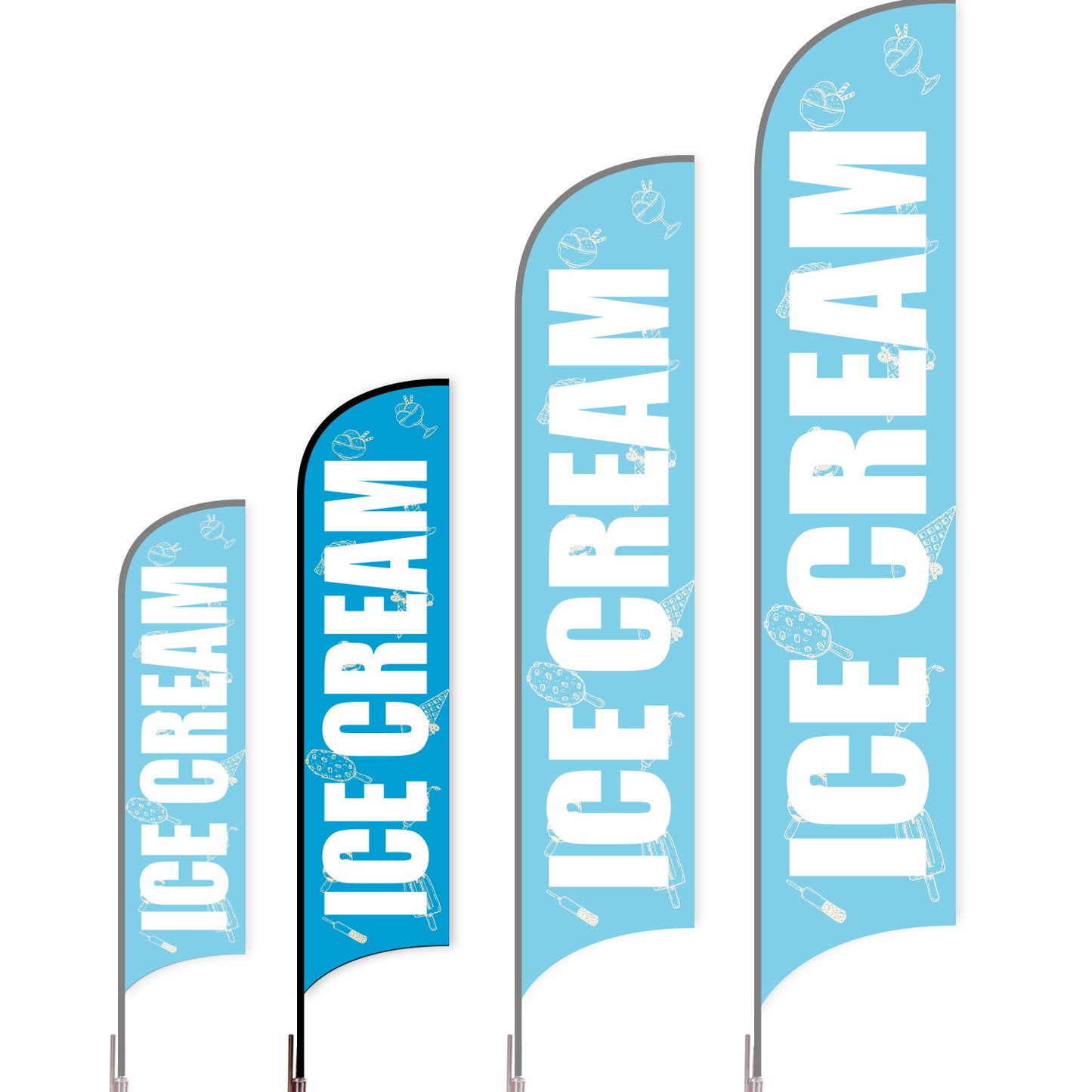 Sharkfin Flag - Doule Sided - Icecream-M-Blue C-Flag Menu