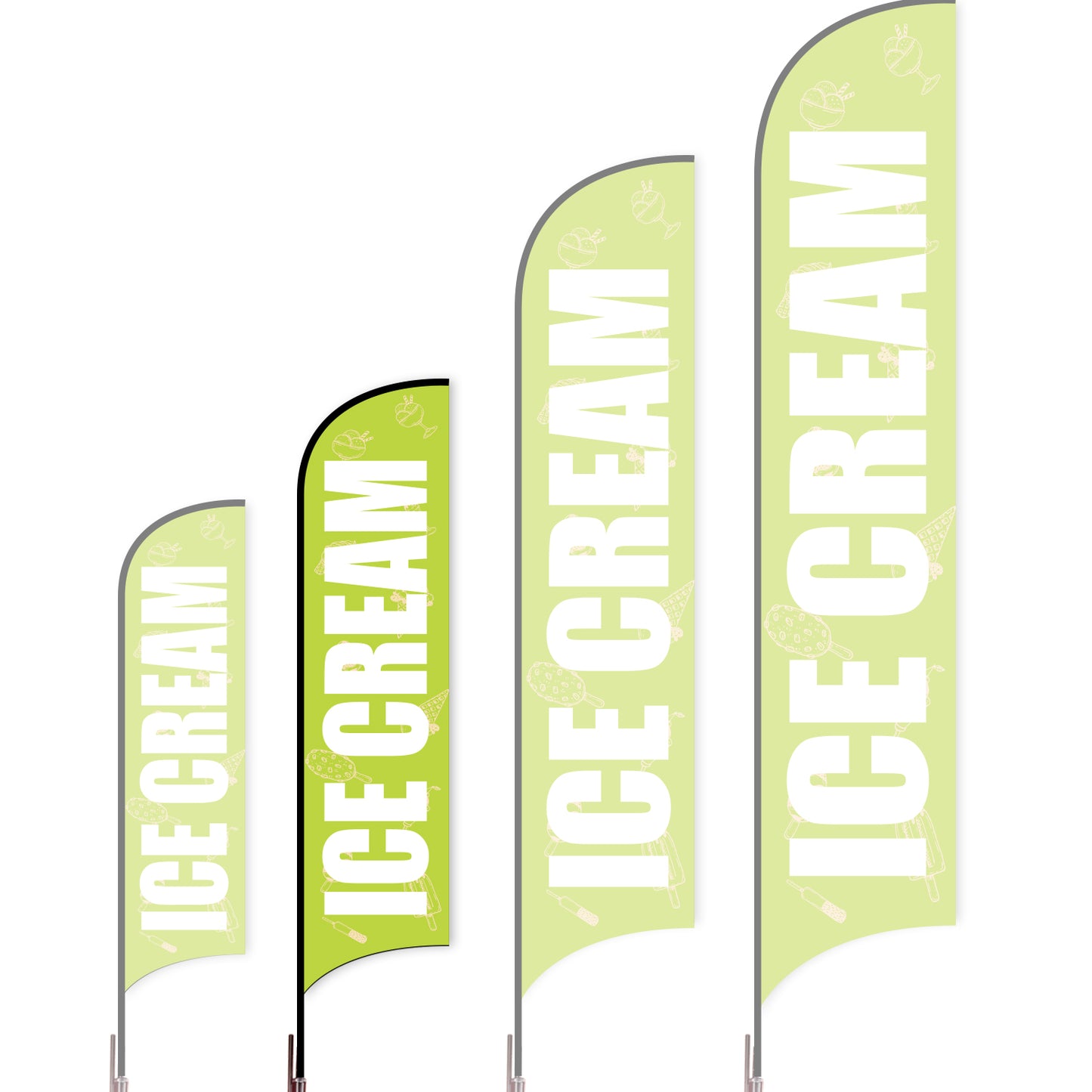 Sharkfin Flag - Doule Sided - Icecream-M-Green A-Flag Menu