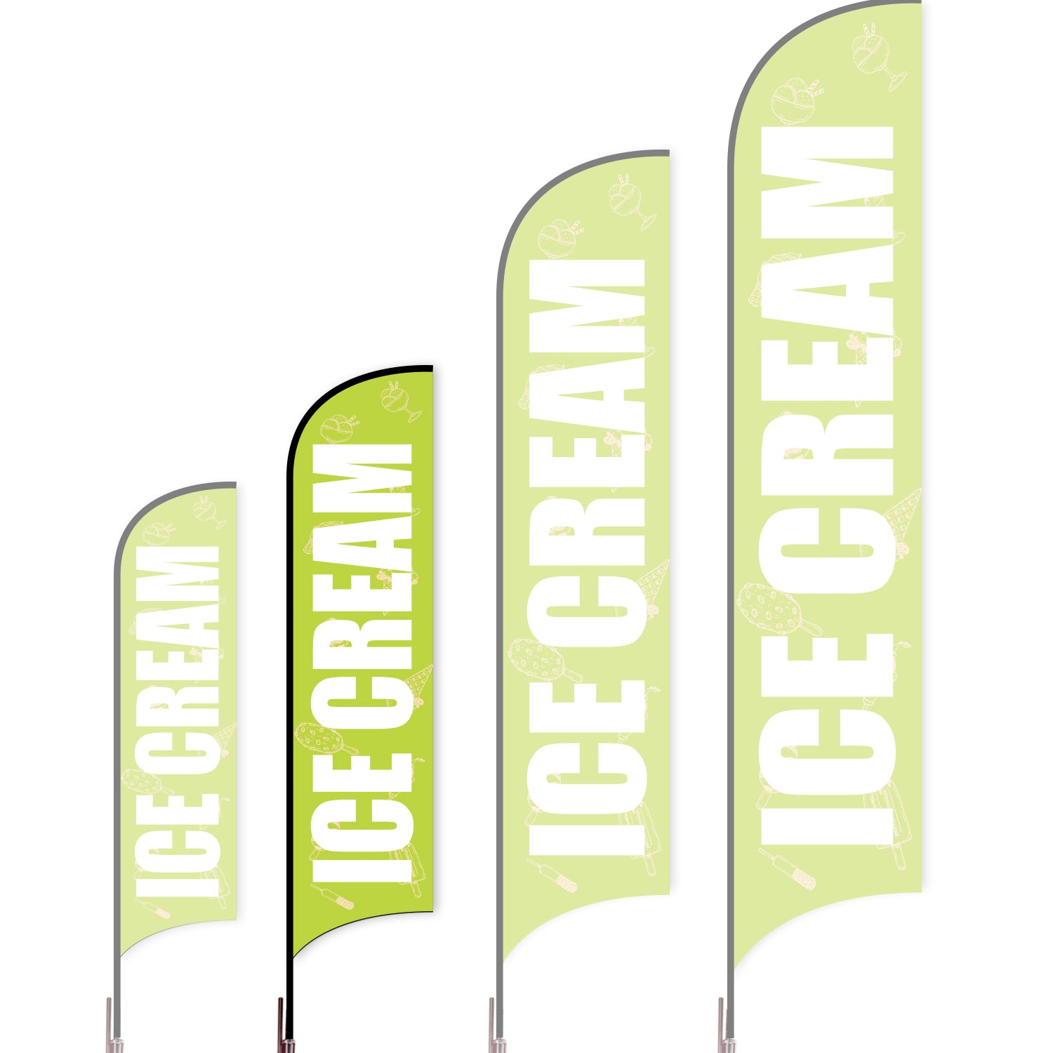Sharkfin Flag - Doule Sided - Icecream-M-Green A-Flag Menu