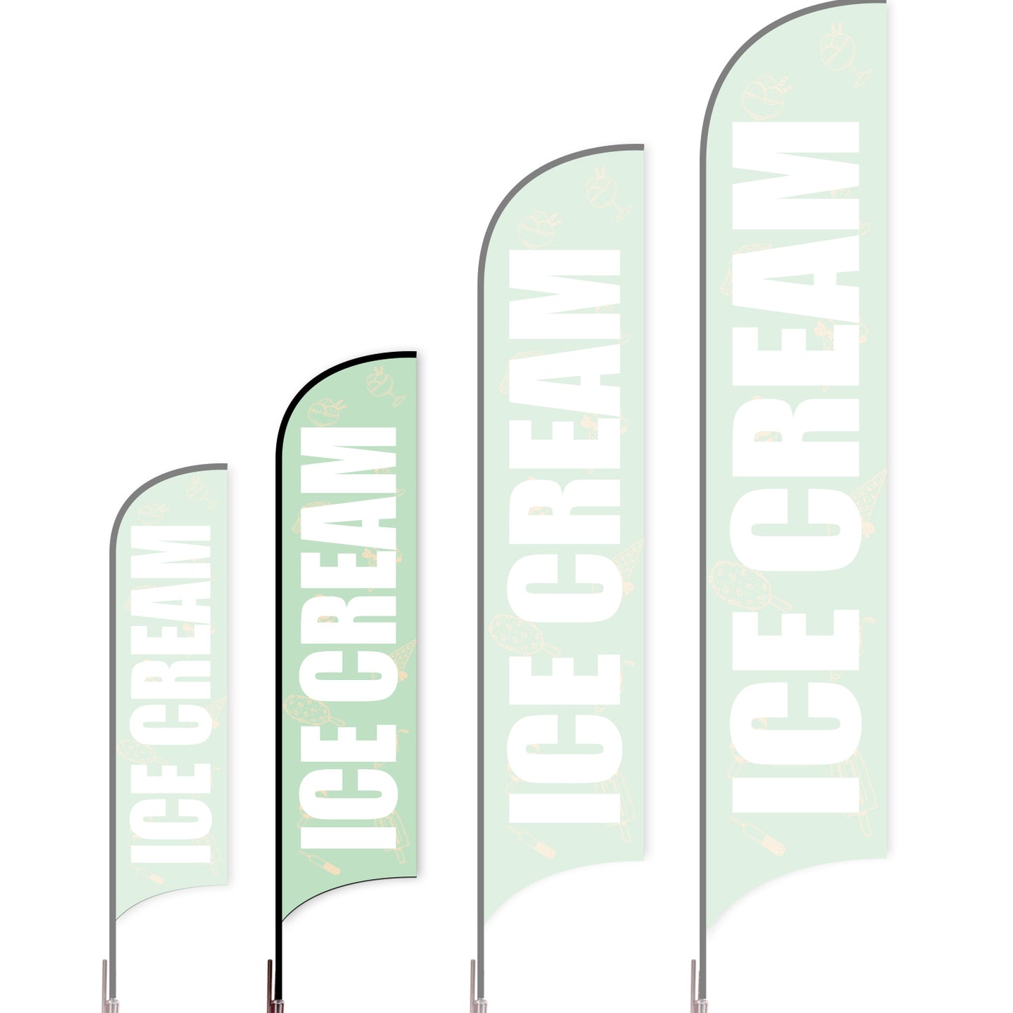 Sharkfin Flag - Doule Sided - Icecream-M-Green B-Flag Menu
