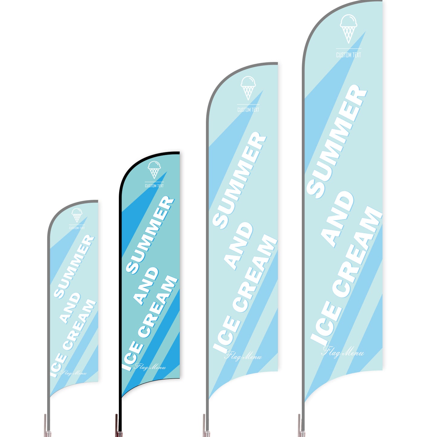 Sharkfin Flag - Doule Sided - Icecream-M-Blue A-Flag Menu