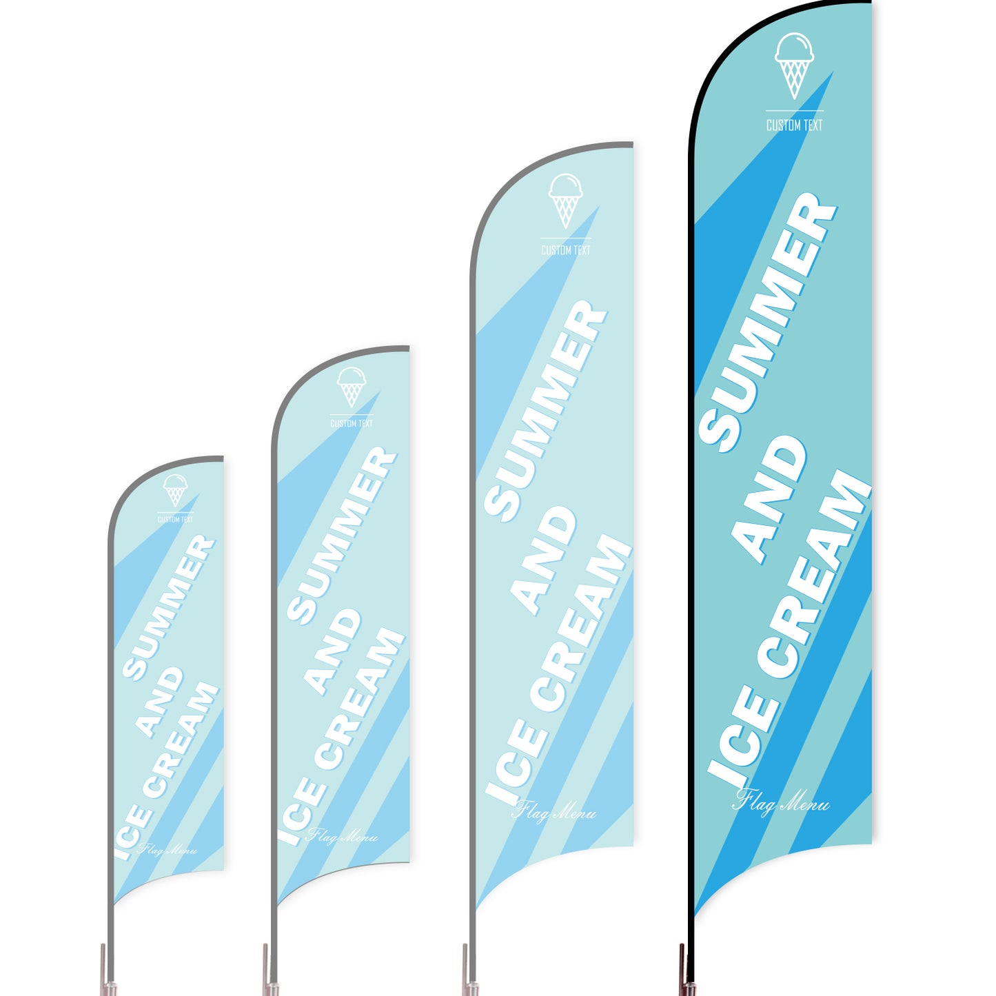 Sharkfin Flag - Doule Sided - Icecream-XL-Blue A-Flag Menu