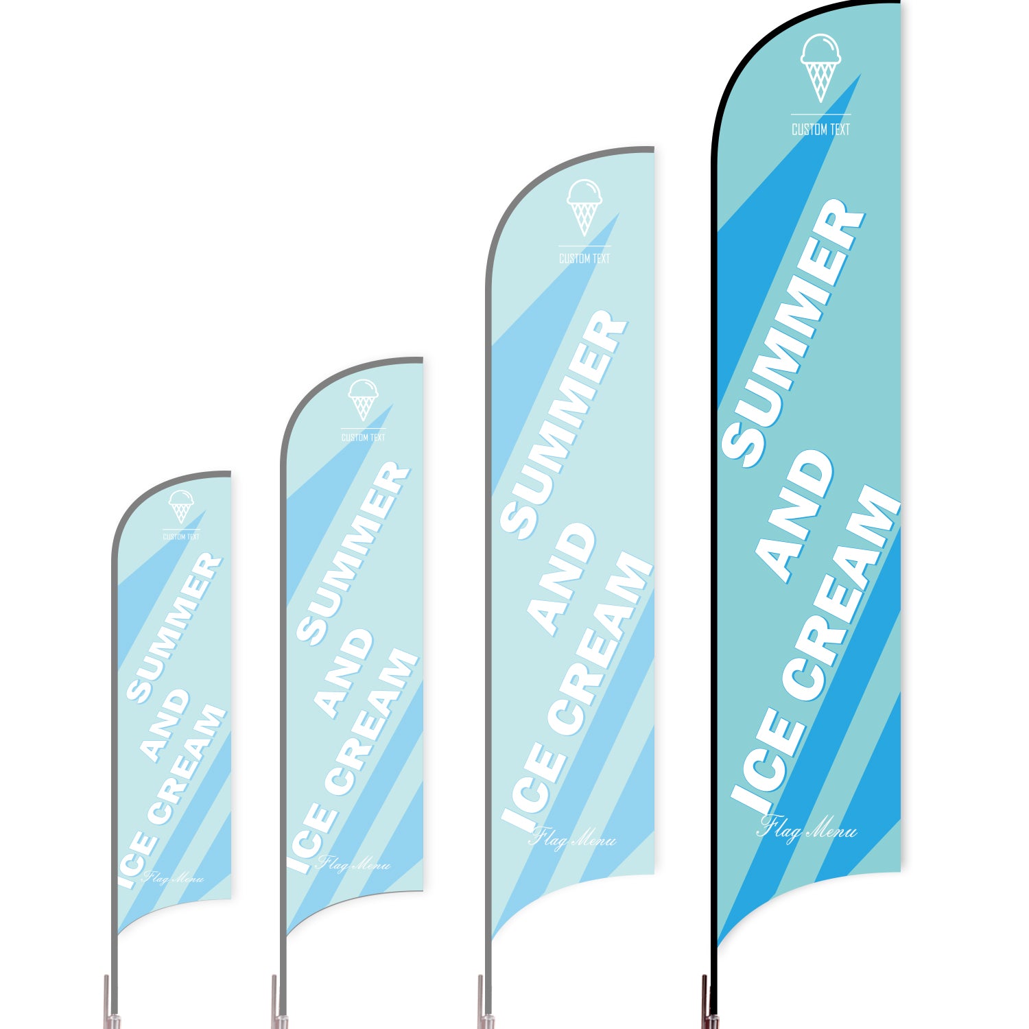 Sharkfin Flag - Doule Sided - Icecream-XL-Blue A-Flag Menu