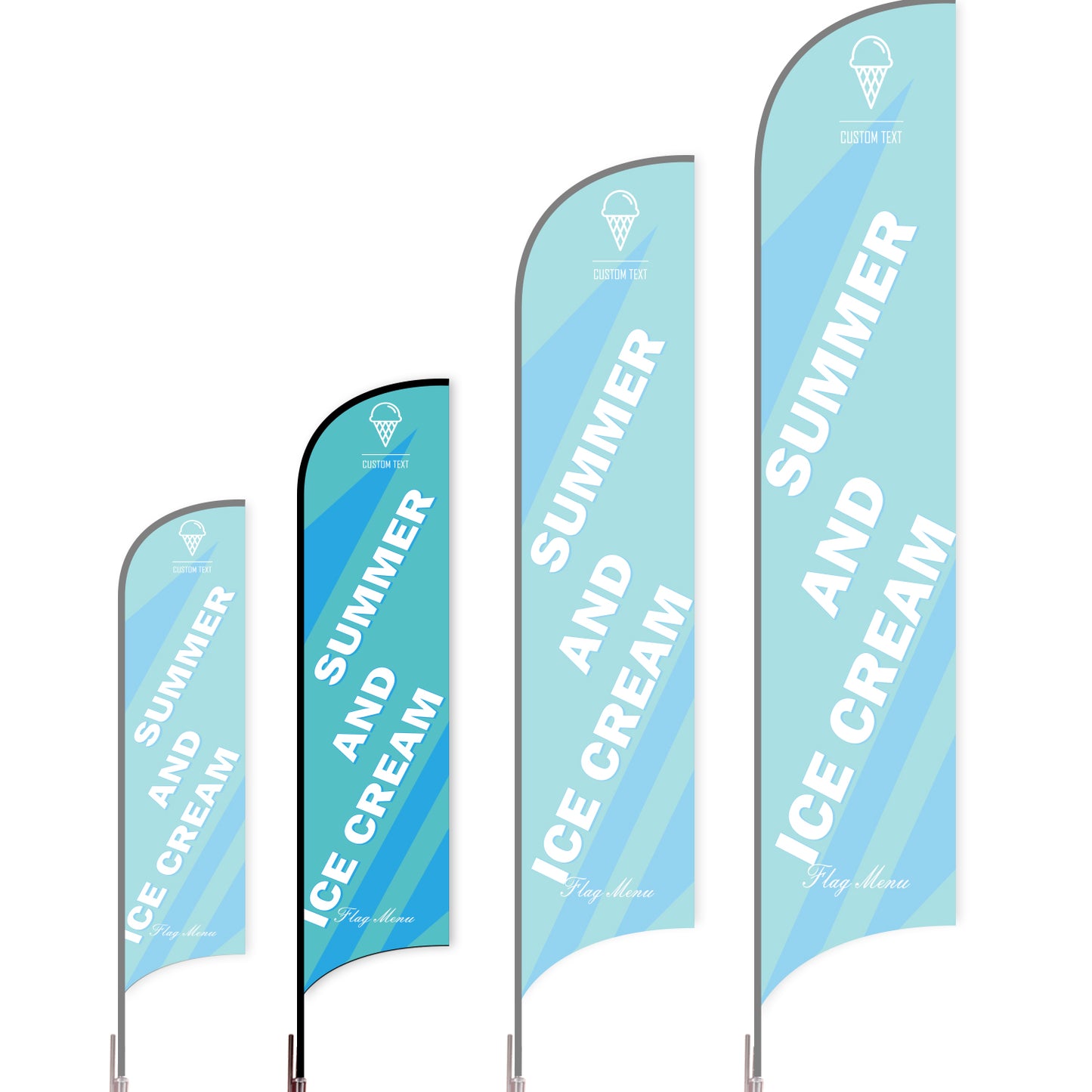 Sharkfin Flag - Doule Sided - Icecream-M-Blue B-Flag Menu