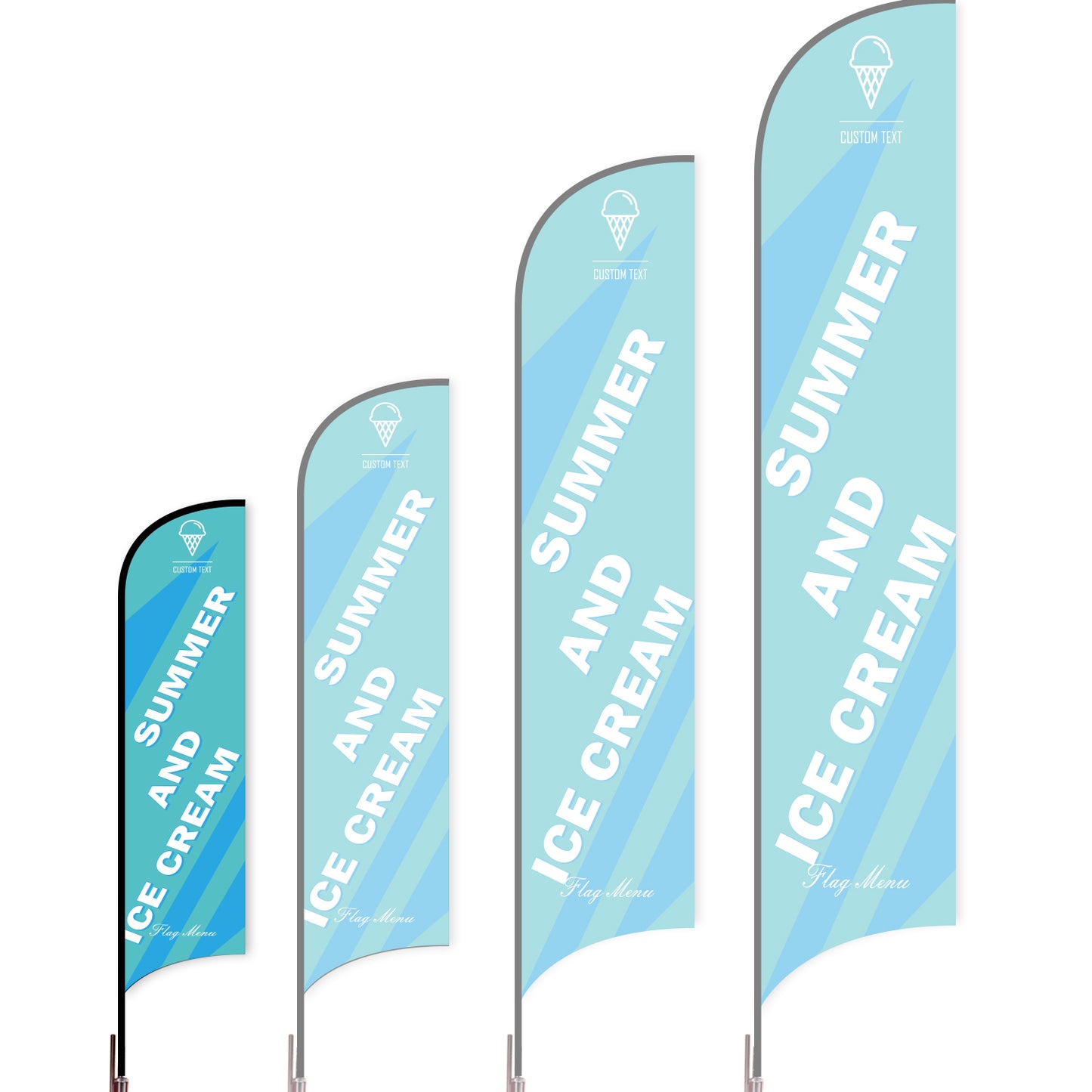 Sharkfin Flag - Doule Sided - Icecream-S-Blue B-Flag Menu