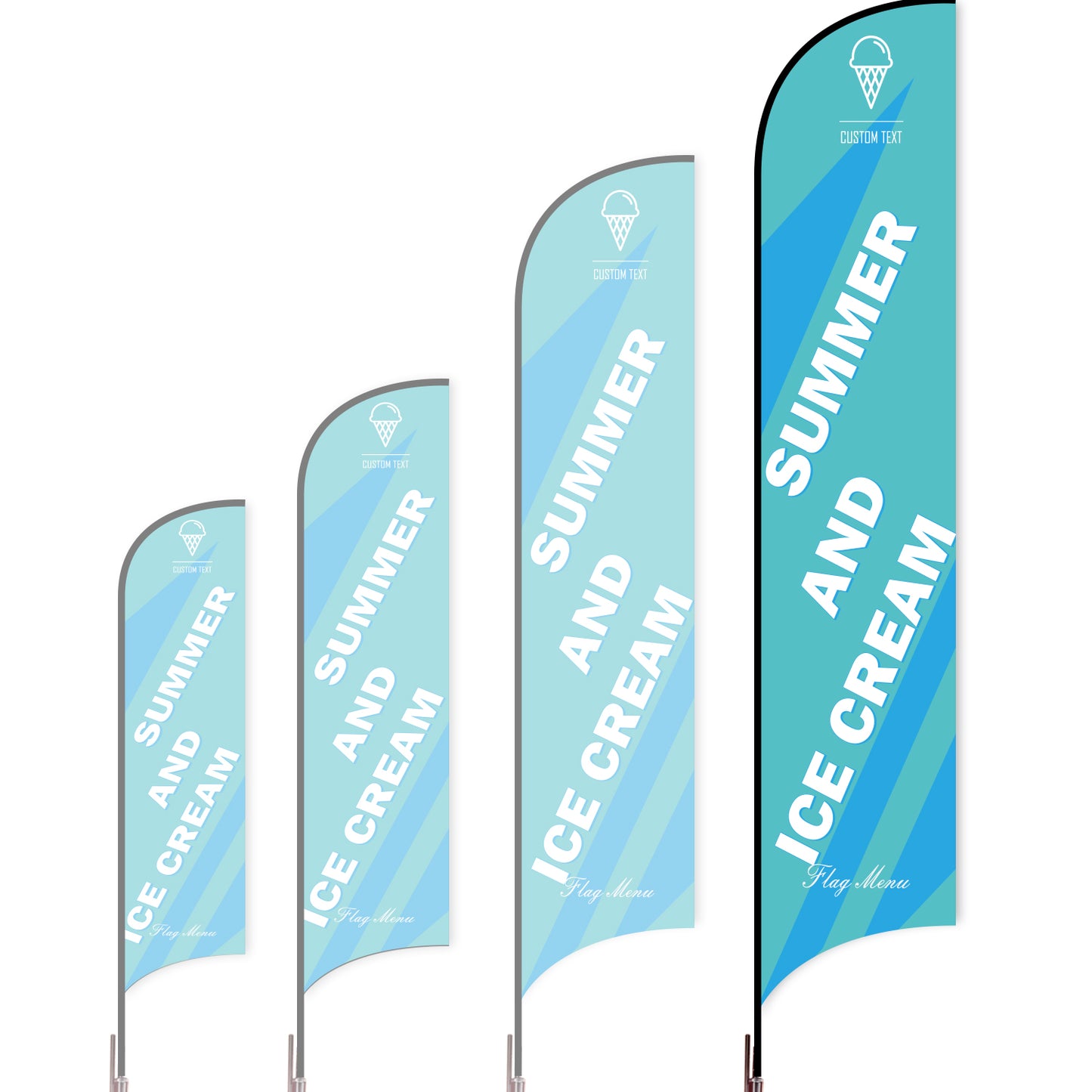 Sharkfin Flag - Doule Sided - Icecream-XL-Blue B-Flag Menu