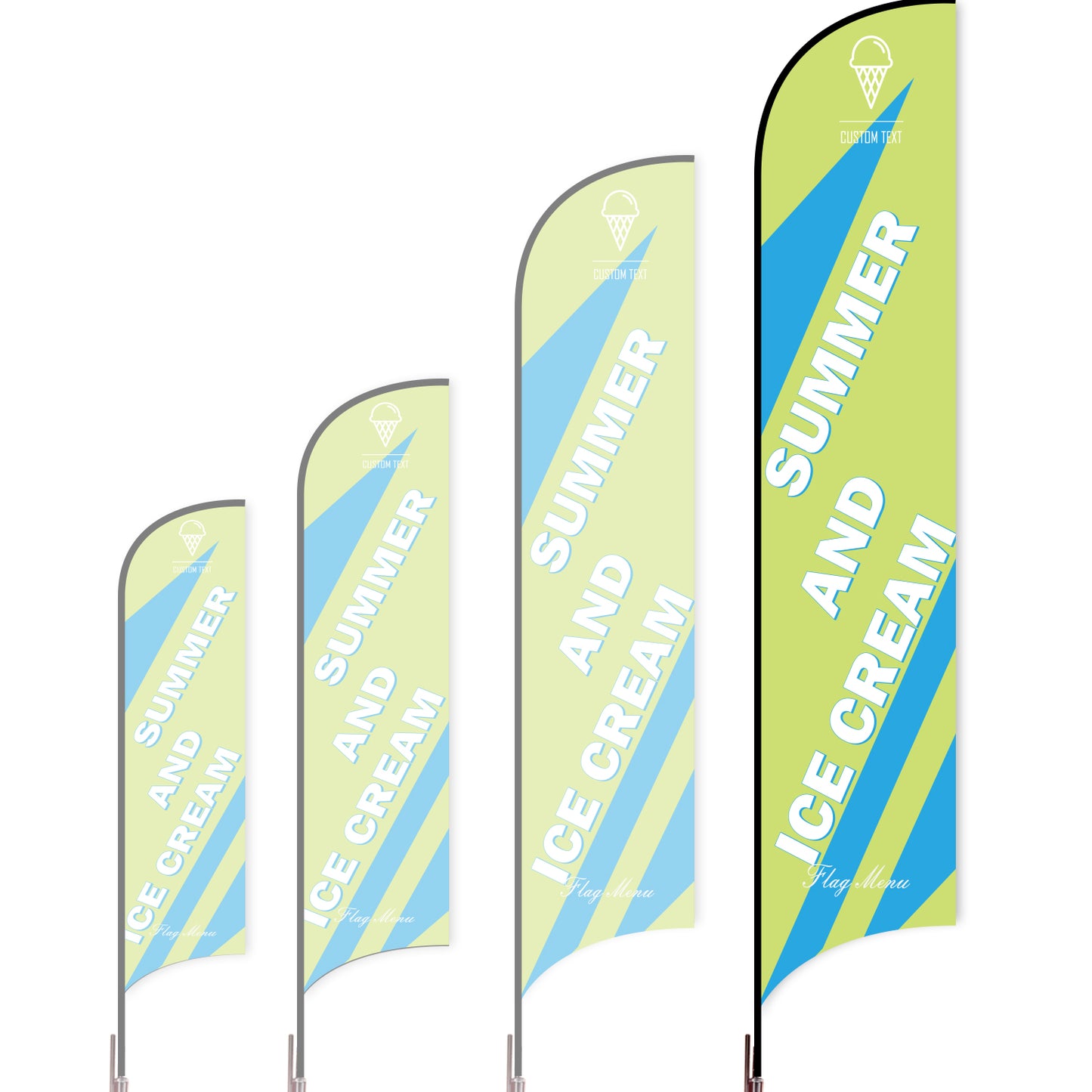 Sharkfin Flag - Doule Sided - Icecream-XL-Green A-Flag Menu