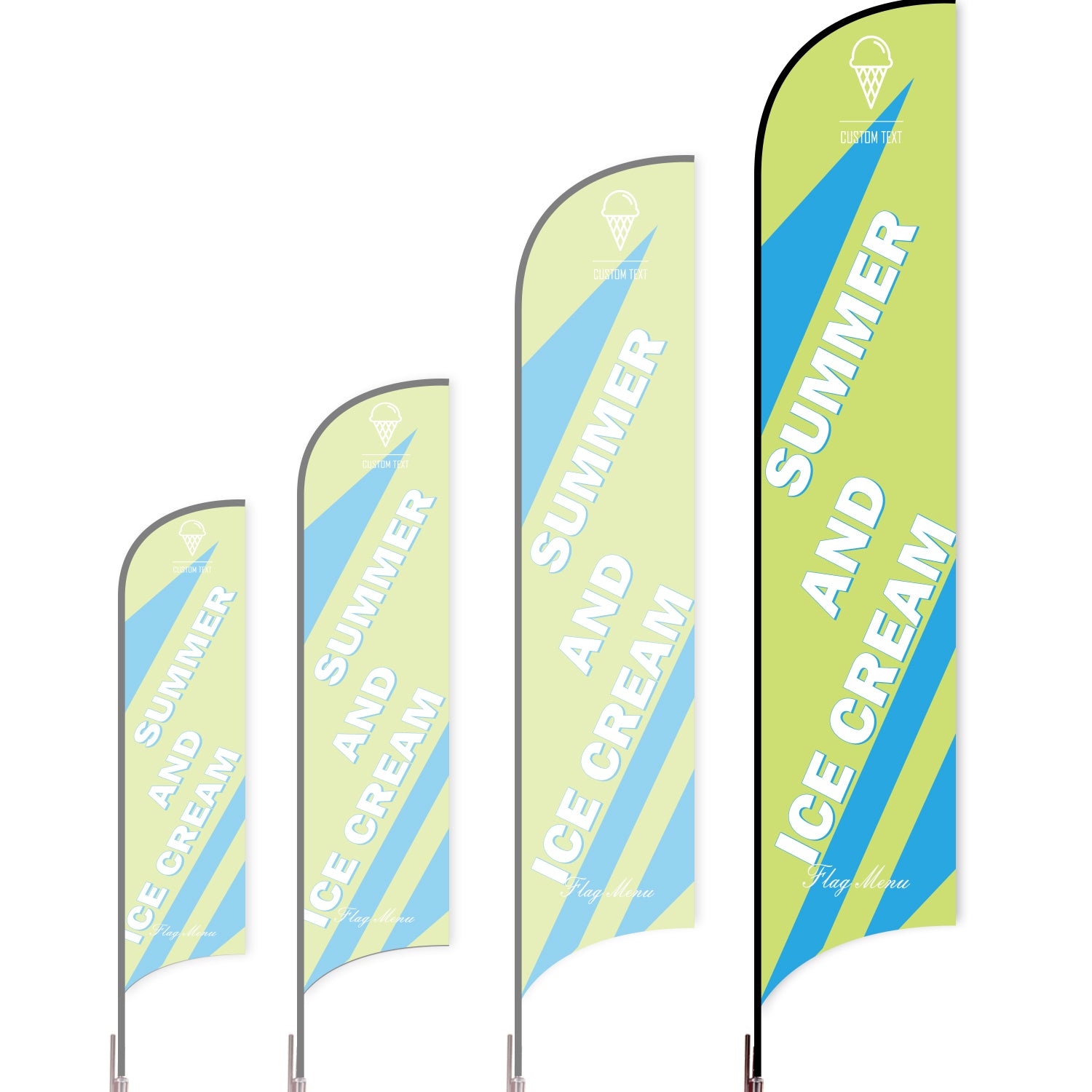 Sharkfin Flag - Doule Sided - Icecream-XL-Green A-Flag Menu