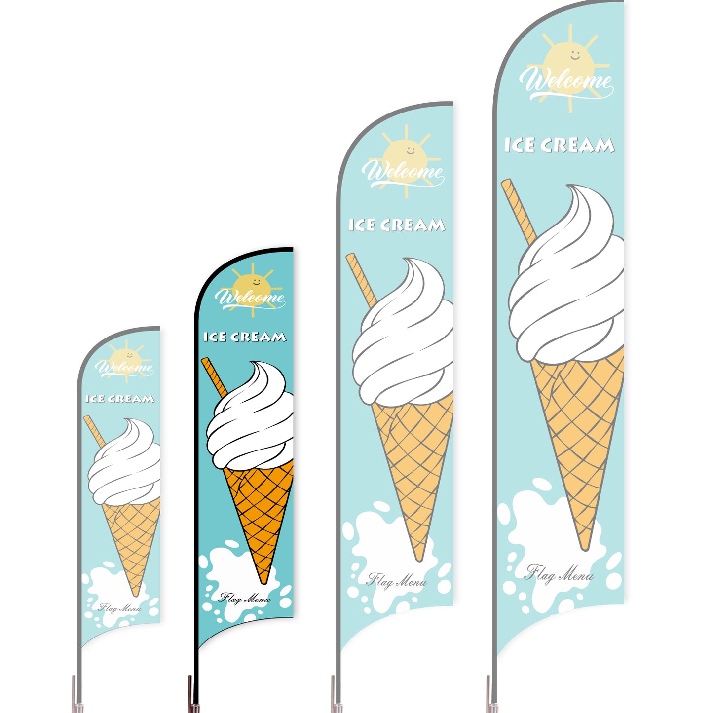 Sharkfin Flag - Doule Sided - Icecream-M-Blue A-Flag Menu