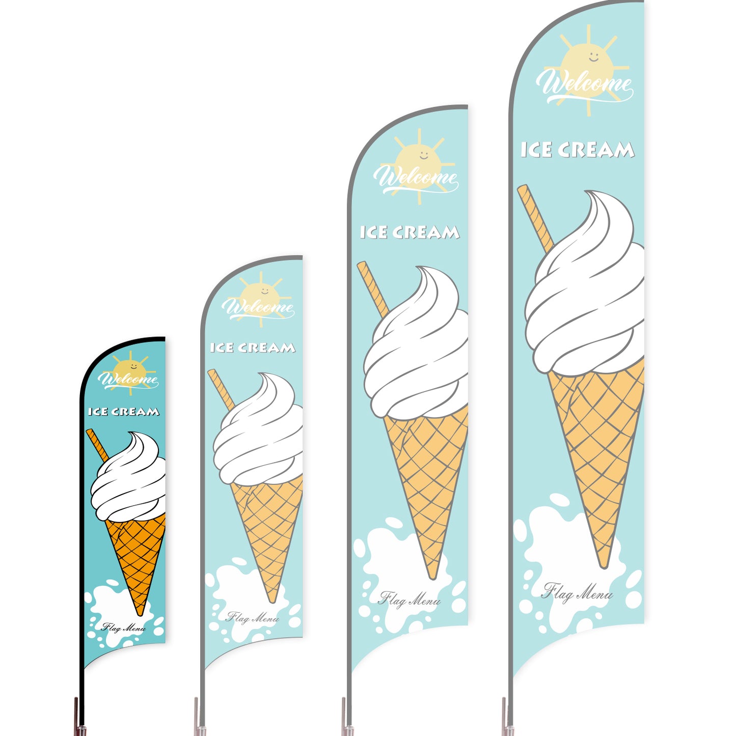 Sharkfin Flag - Doule Sided - Icecream-S-Blue A-Flag Menu