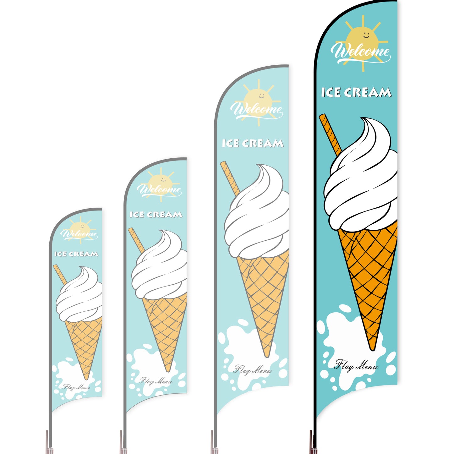 Sharkfin Flag - Doule Sided - Icecream-XL-Blue A-Flag Menu