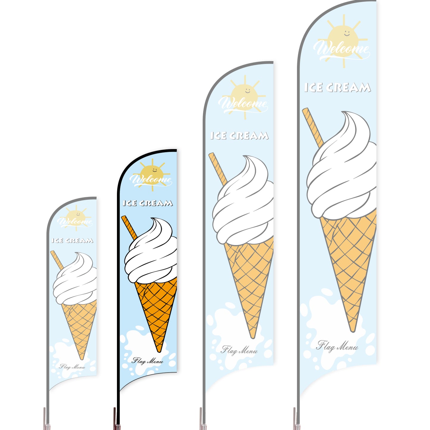 Sharkfin Flag - Doule Sided - Icecream-M-Blue B-Flag Menu
