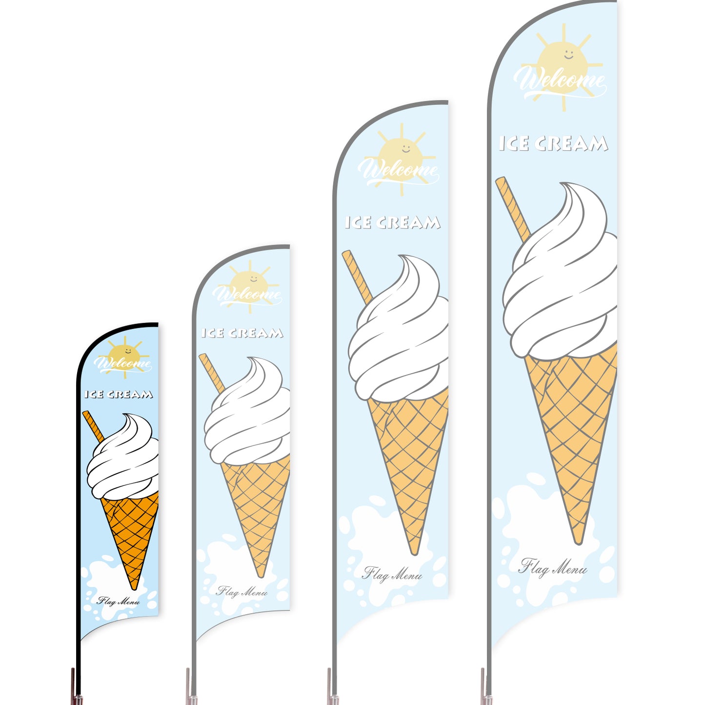 Sharkfin Flag - Doule Sided - Icecream-S-Blue B-Flag Menu