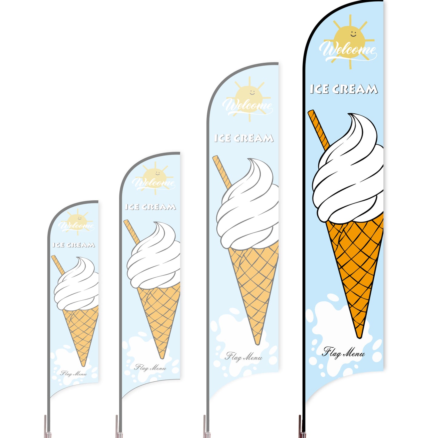 Sharkfin Flag - Doule Sided - Icecream-XL-Blue B-Flag Menu