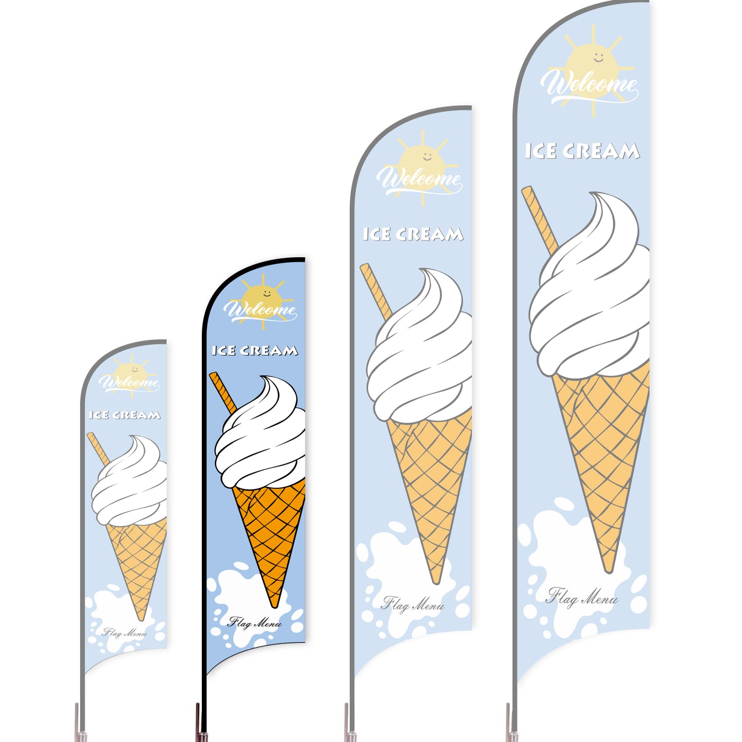 Sharkfin Flag - Doule Sided - Icecream-M-Blue C-Flag Menu