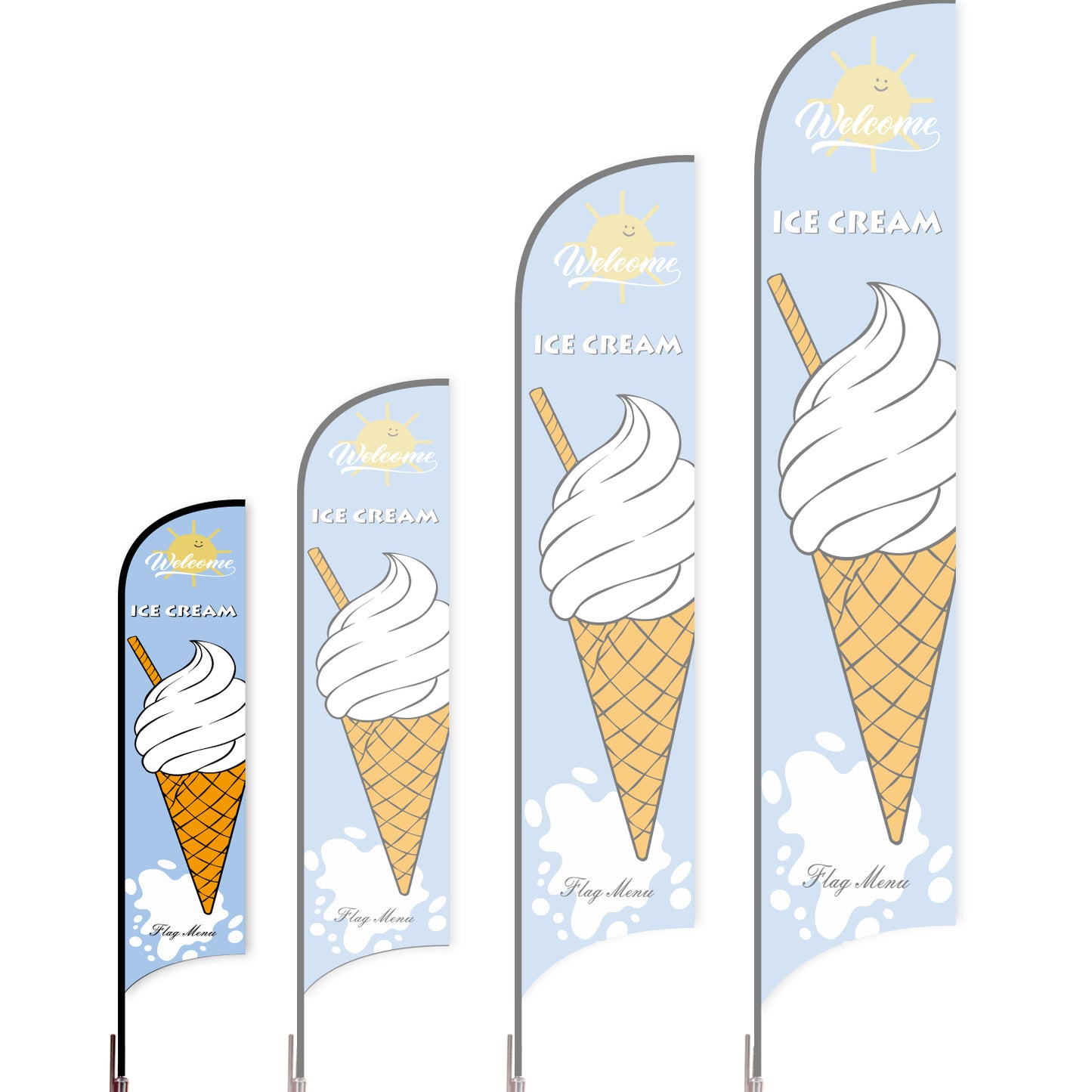 Sharkfin Flag - Doule Sided - Icecream-S-Blue C-Flag Menu