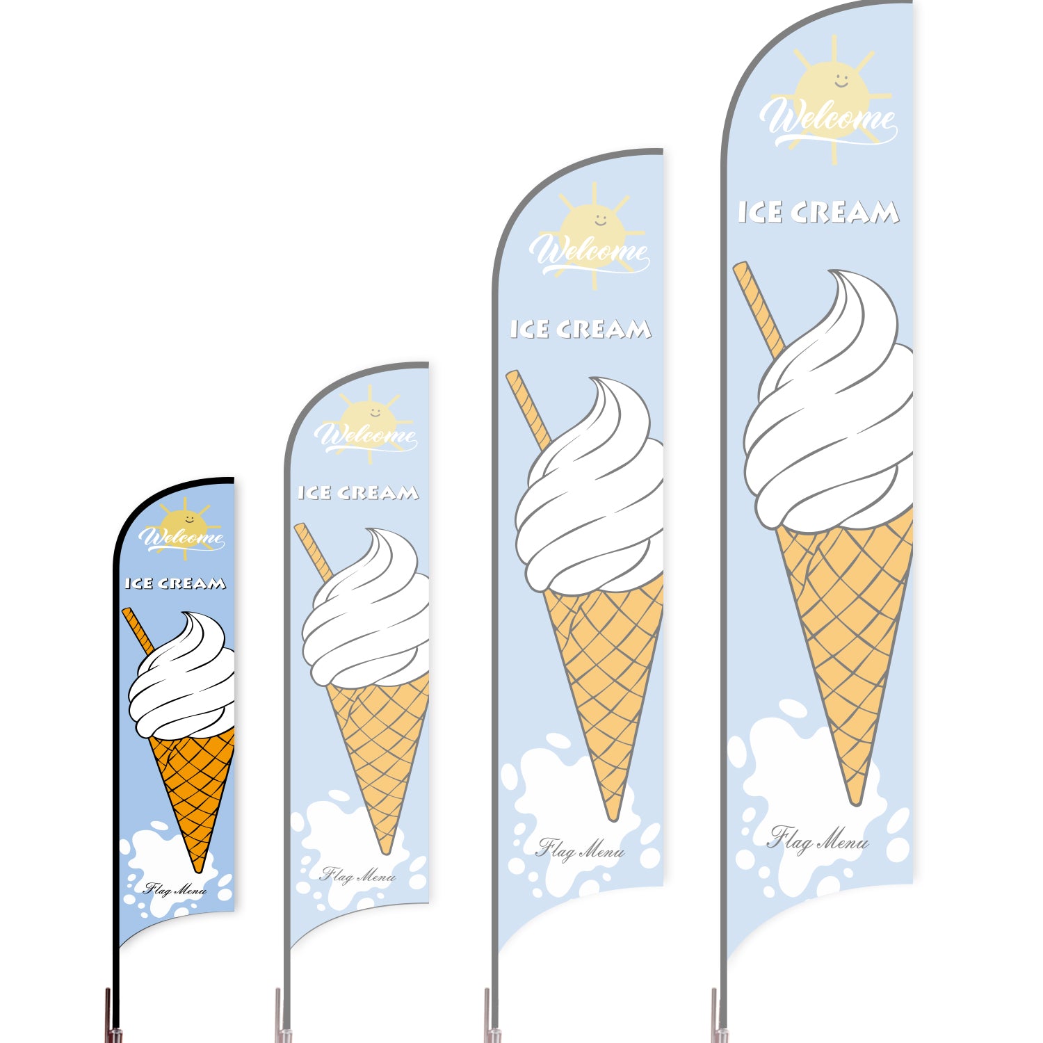 Sharkfin Flag - Doule Sided - Icecream-S-Blue C-Flag Menu