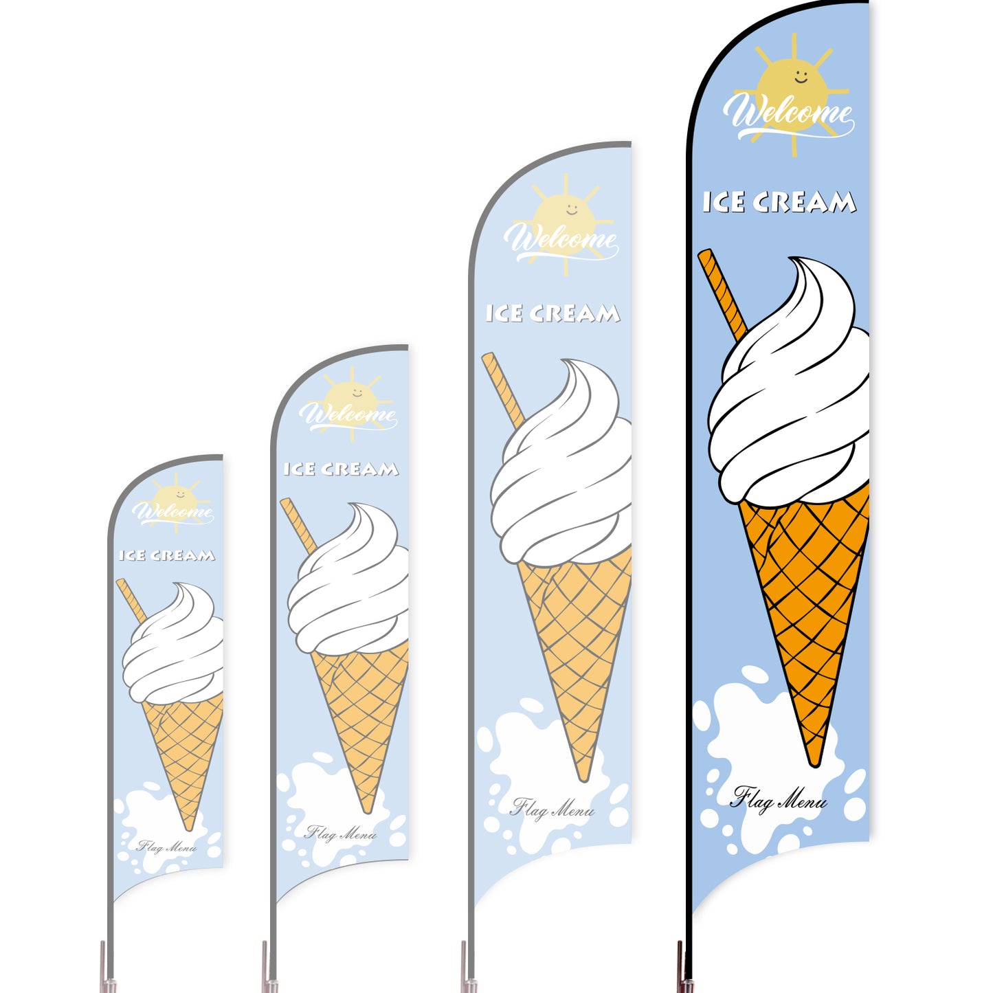Sharkfin Flag - Doule Sided - Icecream-XL-Blue C-Flag Menu