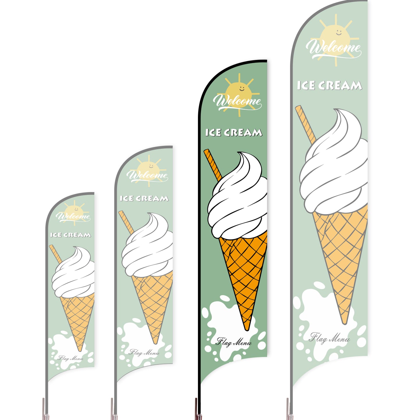 Sharkfin Flag - Doule Sided - Icecream-L(Suggestion)-Green A-Flag Menu