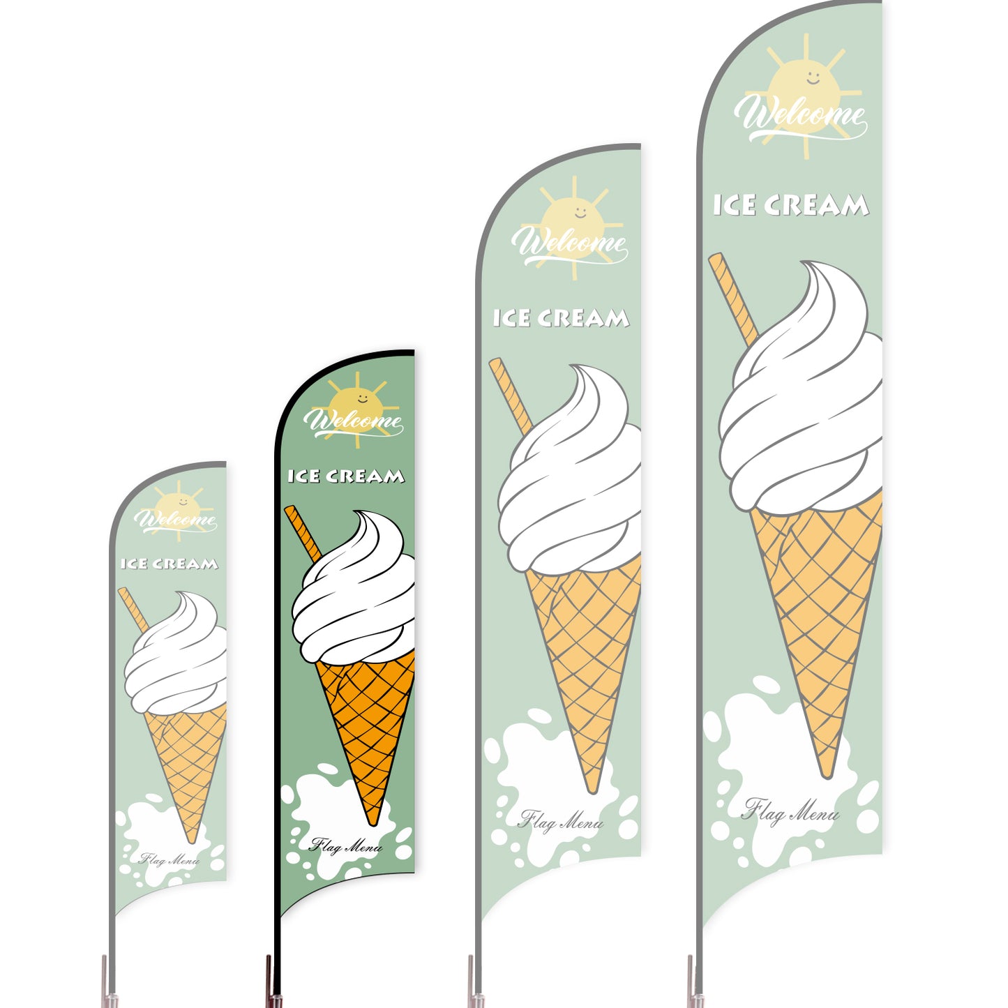 Sharkfin Flag - Doule Sided - Icecream-M-Green A-Flag Menu