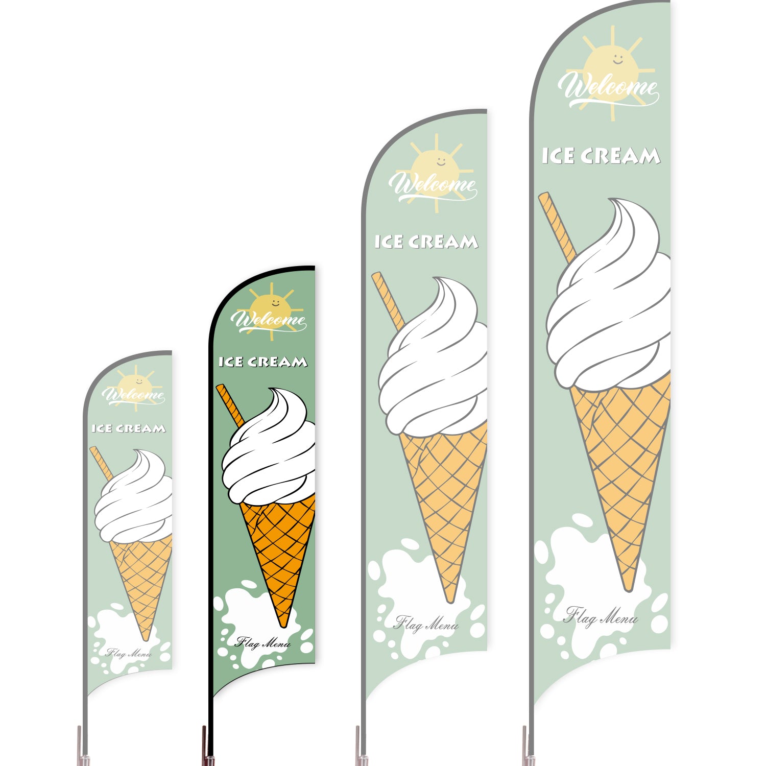 Sharkfin Flag - Doule Sided - Icecream-M-Green A-Flag Menu