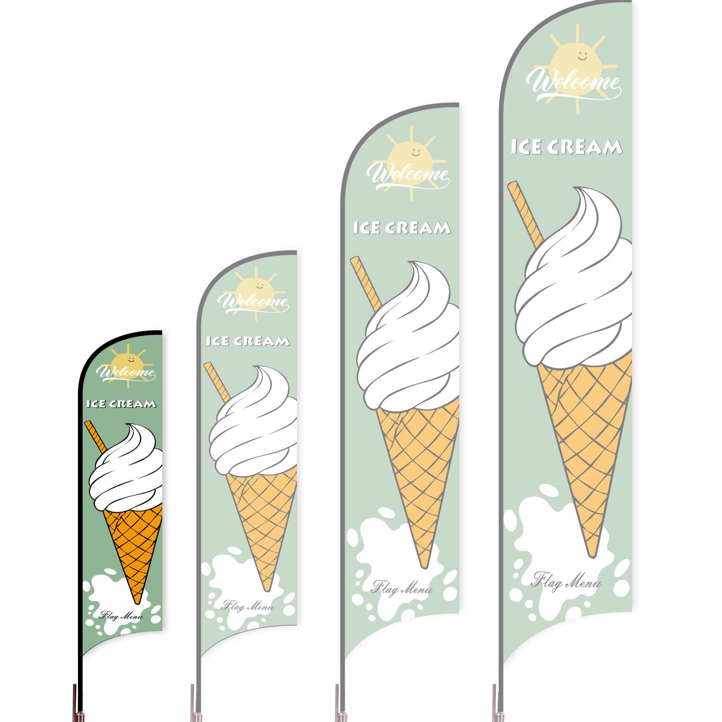 Sharkfin Flag - Doule Sided - Icecream-S-Green A-Flag Menu