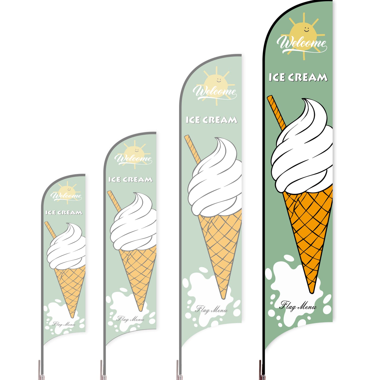 Sharkfin Flag - Doule Sided - Icecream-XL-Green A-Flag Menu