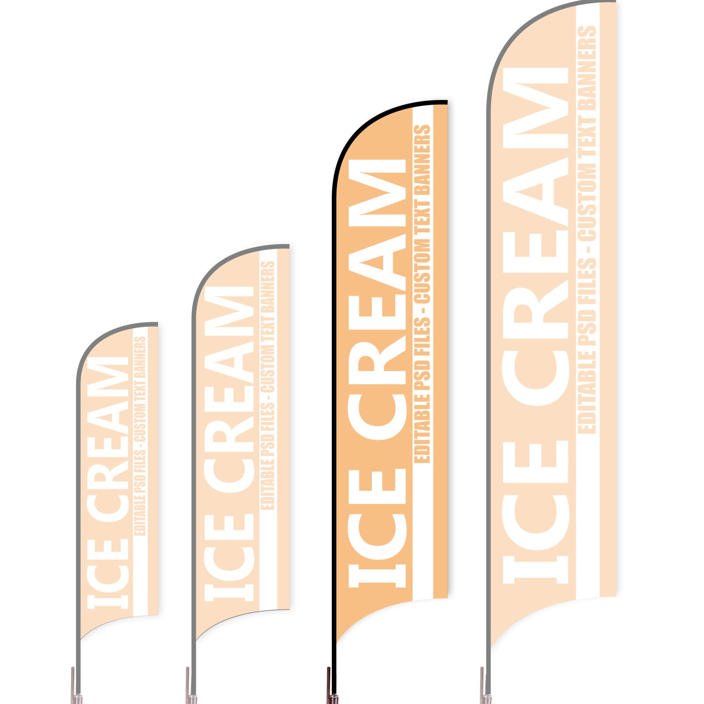 Sharkfin Flag - Doule Sided - Icecream-L(Suggestion)-Orange-Flag Menu