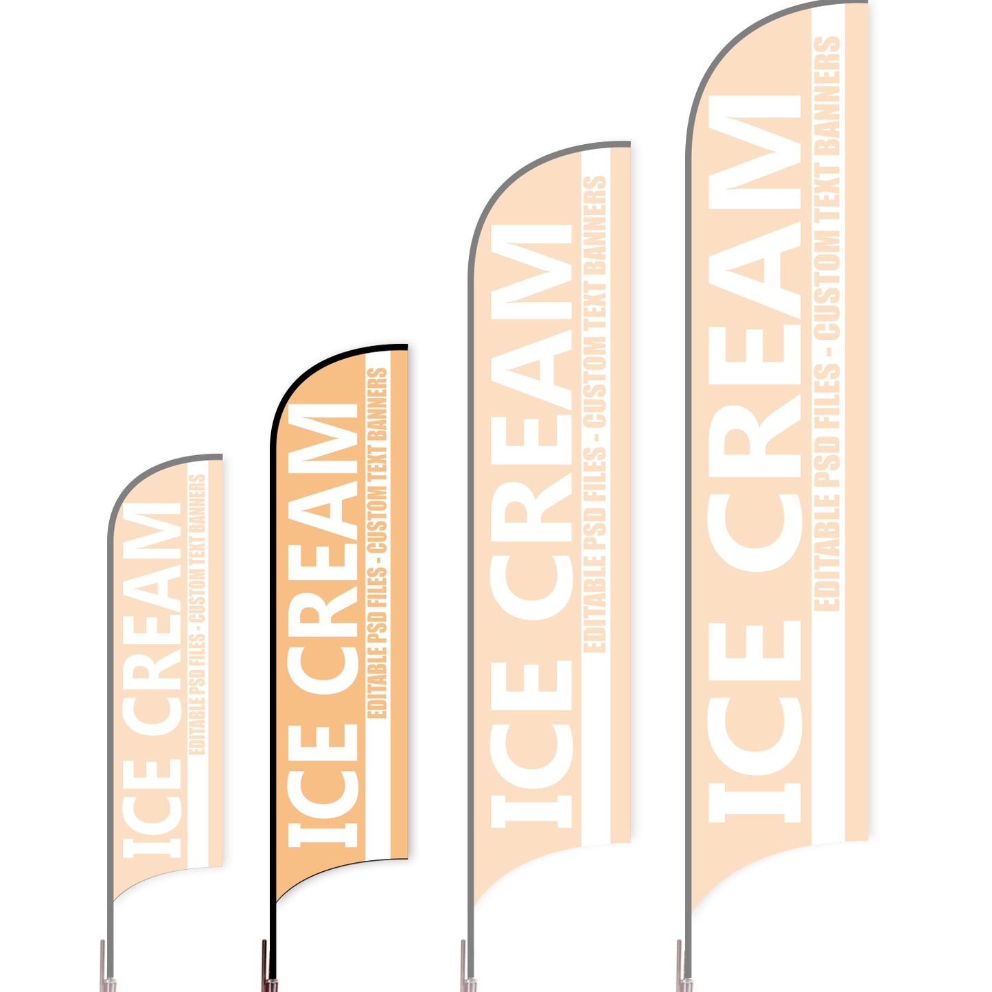 Sharkfin Flag - Doule Sided - Icecream-M-Orange-Flag Menu