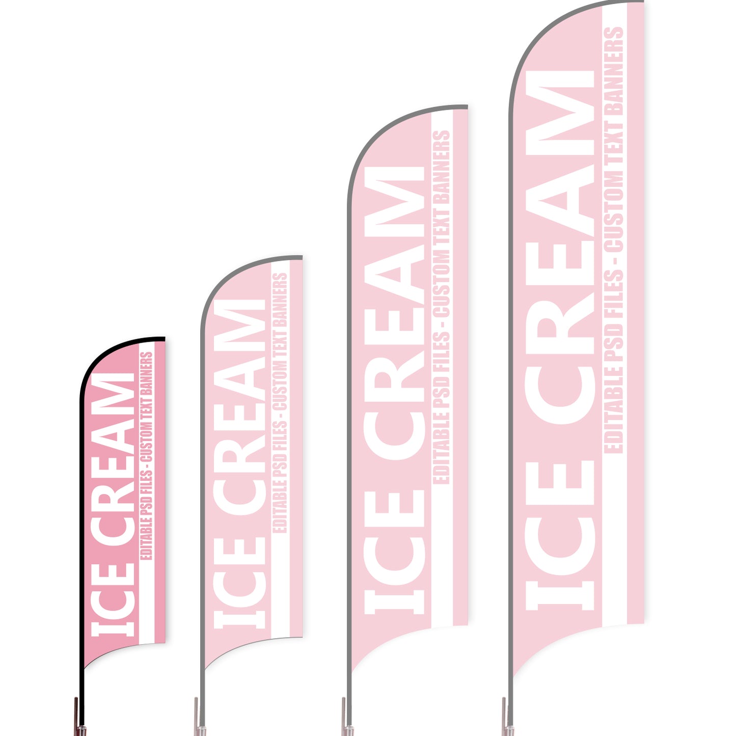 Sharkfin Flag - Doule Sided - Icecream-S-Pinks-Flag Menu