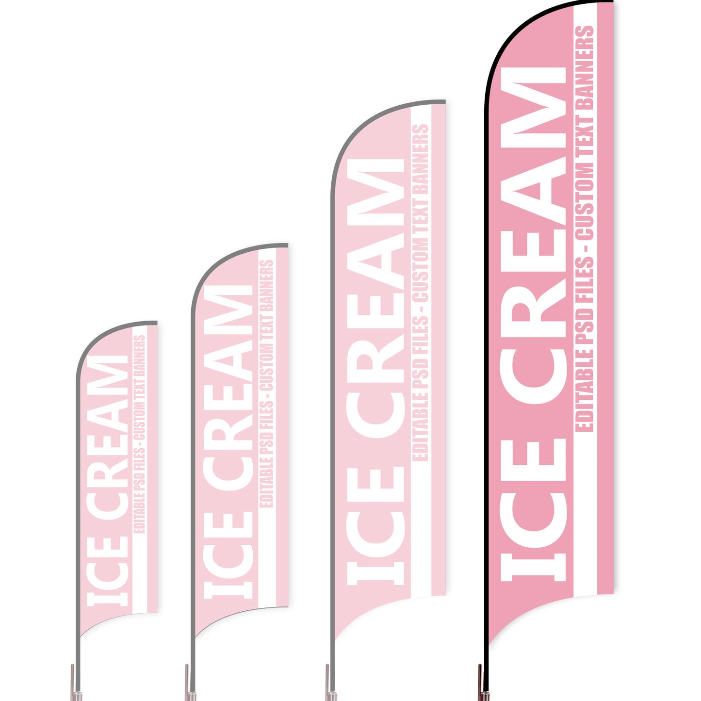 Sharkfin Flag - Doule Sided - Icecream-XL-Pinks-Flag Menu