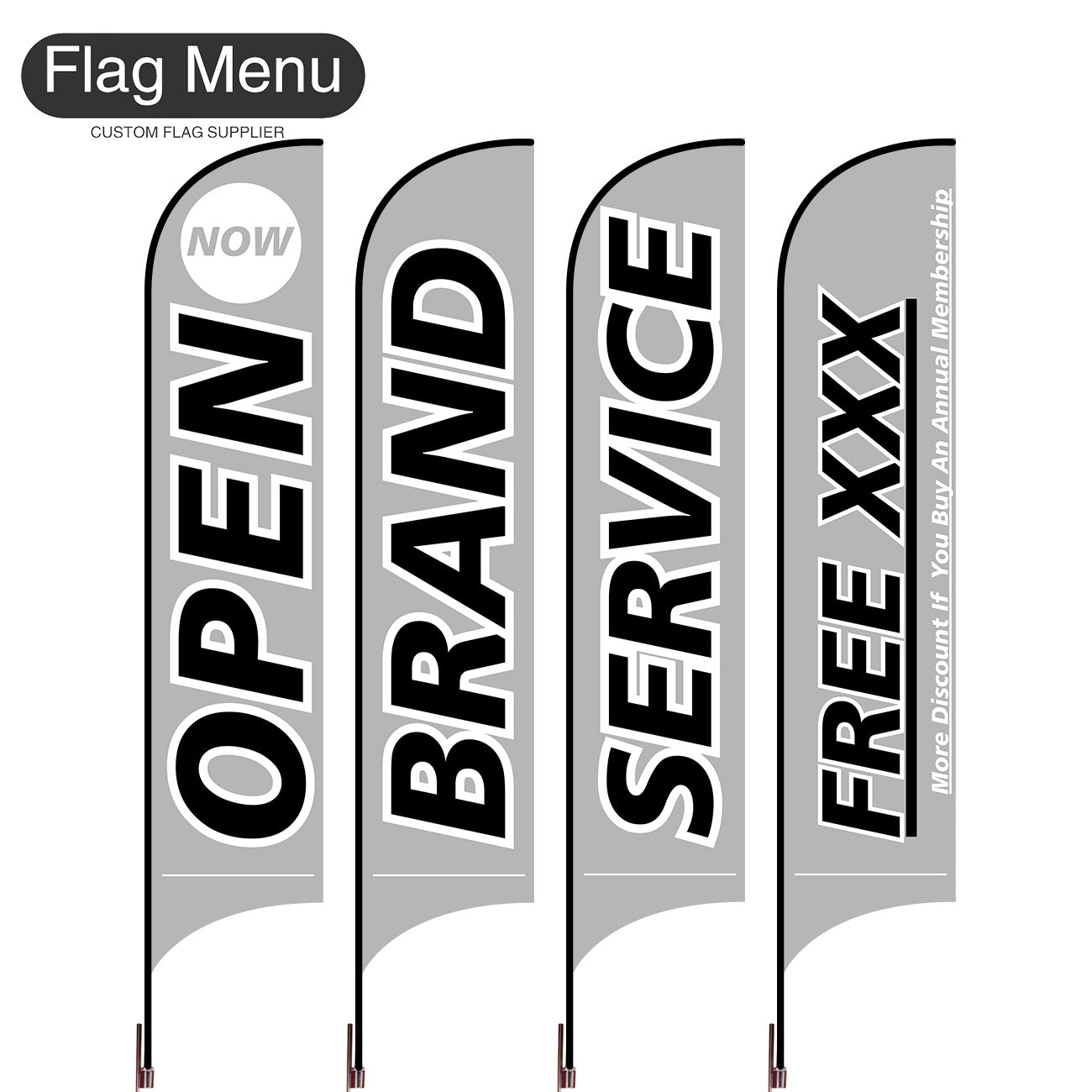 Outdoor Advertising Set - A-Grey-S-Cross & Water Bag-Flag Menu