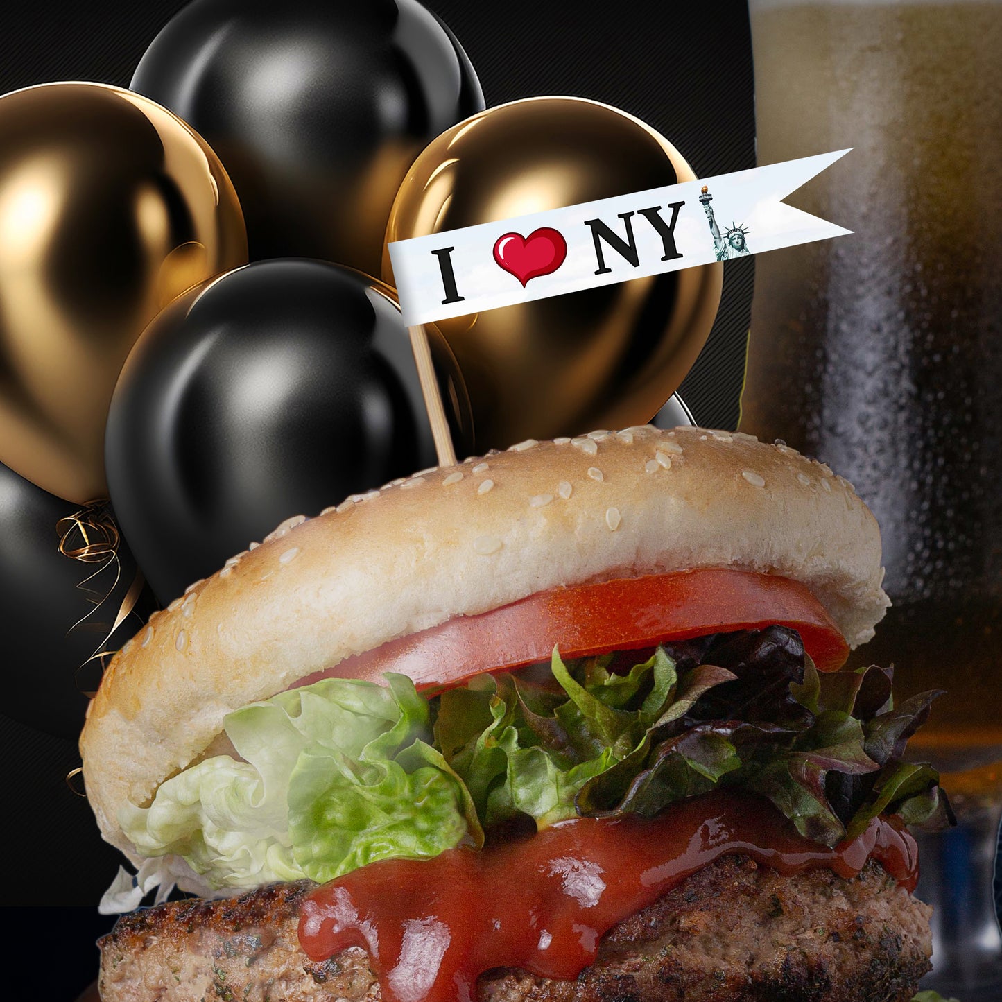 3.5" Editable New York Mini Burgee Flag - 1000 pcs-Flag Menu-Flag Maker
