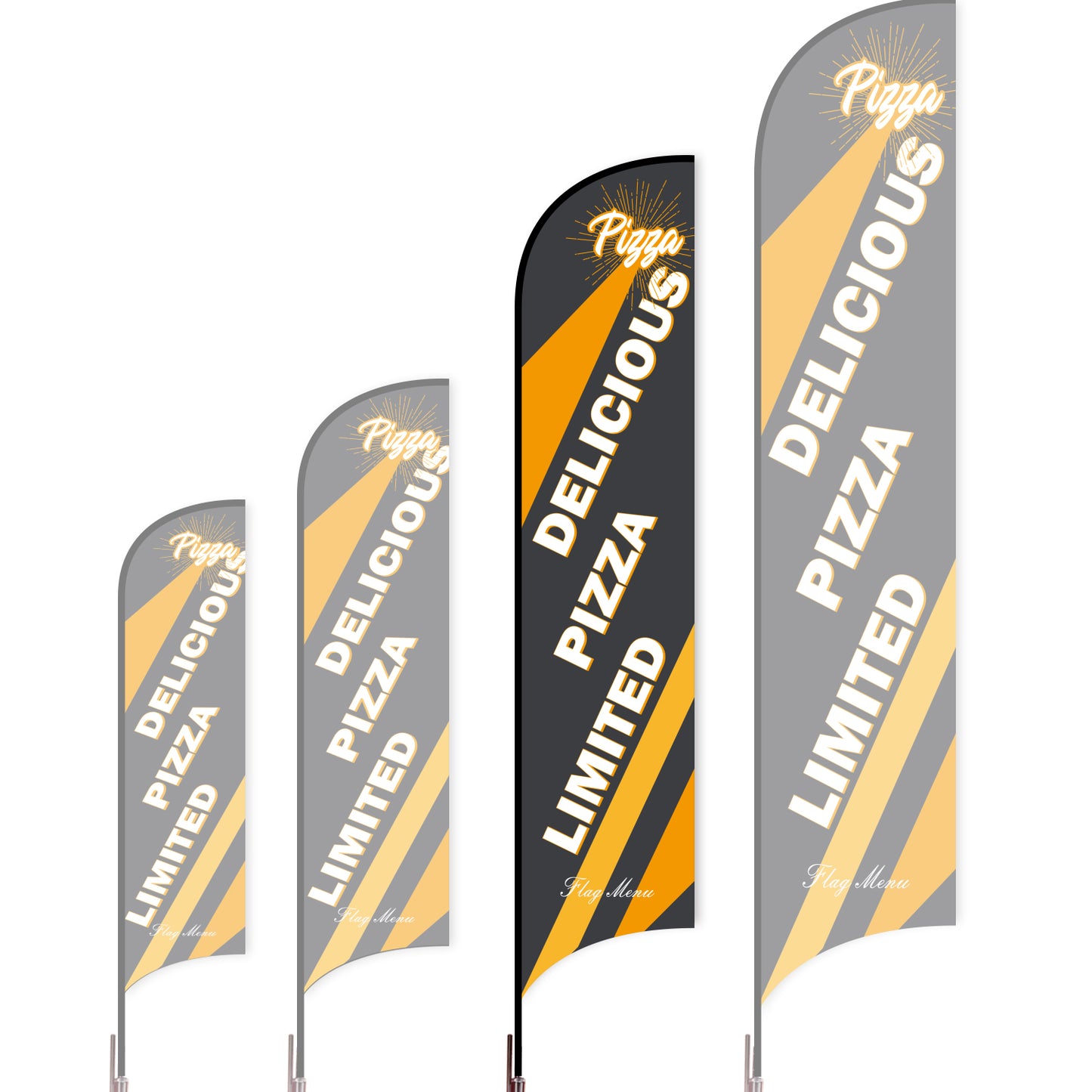Sharkfin Flag - Doule Sided - Pizza-L(Suggestion)-Black-Flag Menu