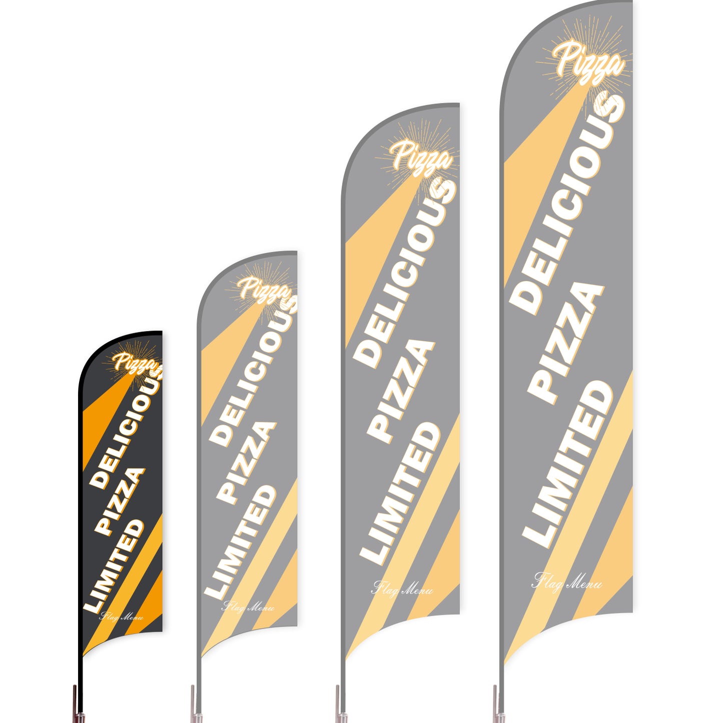 Sharkfin Flag - Doule Sided - Pizza-S-Black-Flag Menu