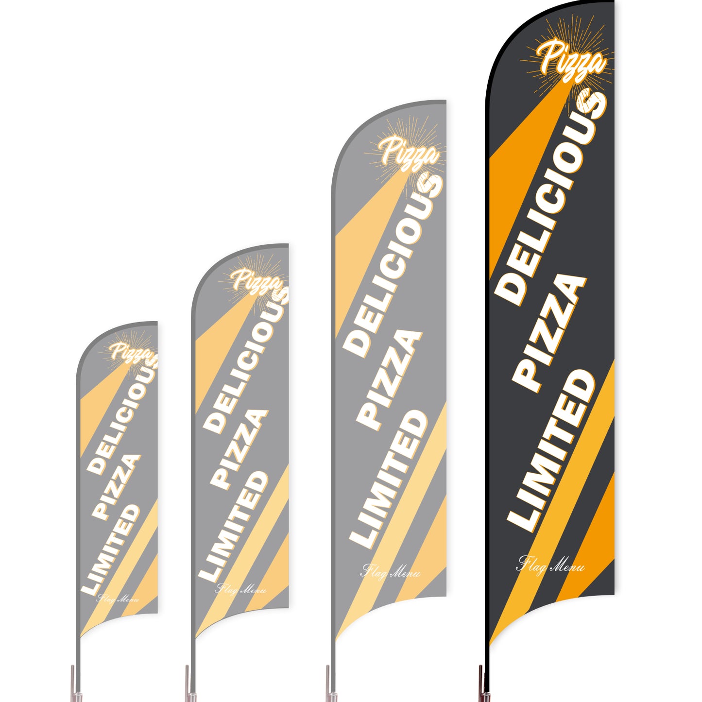 Sharkfin Flag - Doule Sided - Pizza-XL-Black-Flag Menu