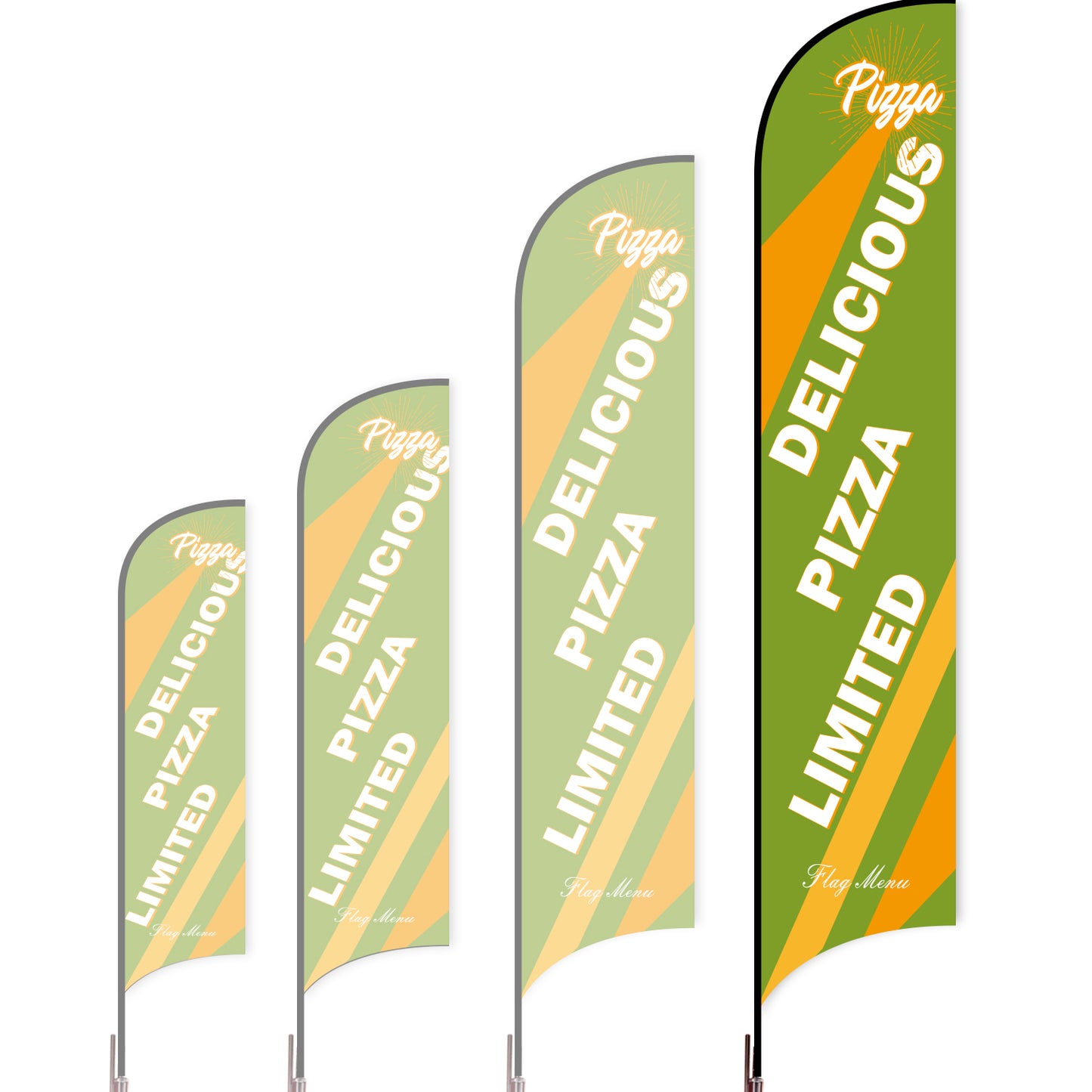 Sharkfin Flag - Doule Sided - Pizza-XL-Green-Flag Menu