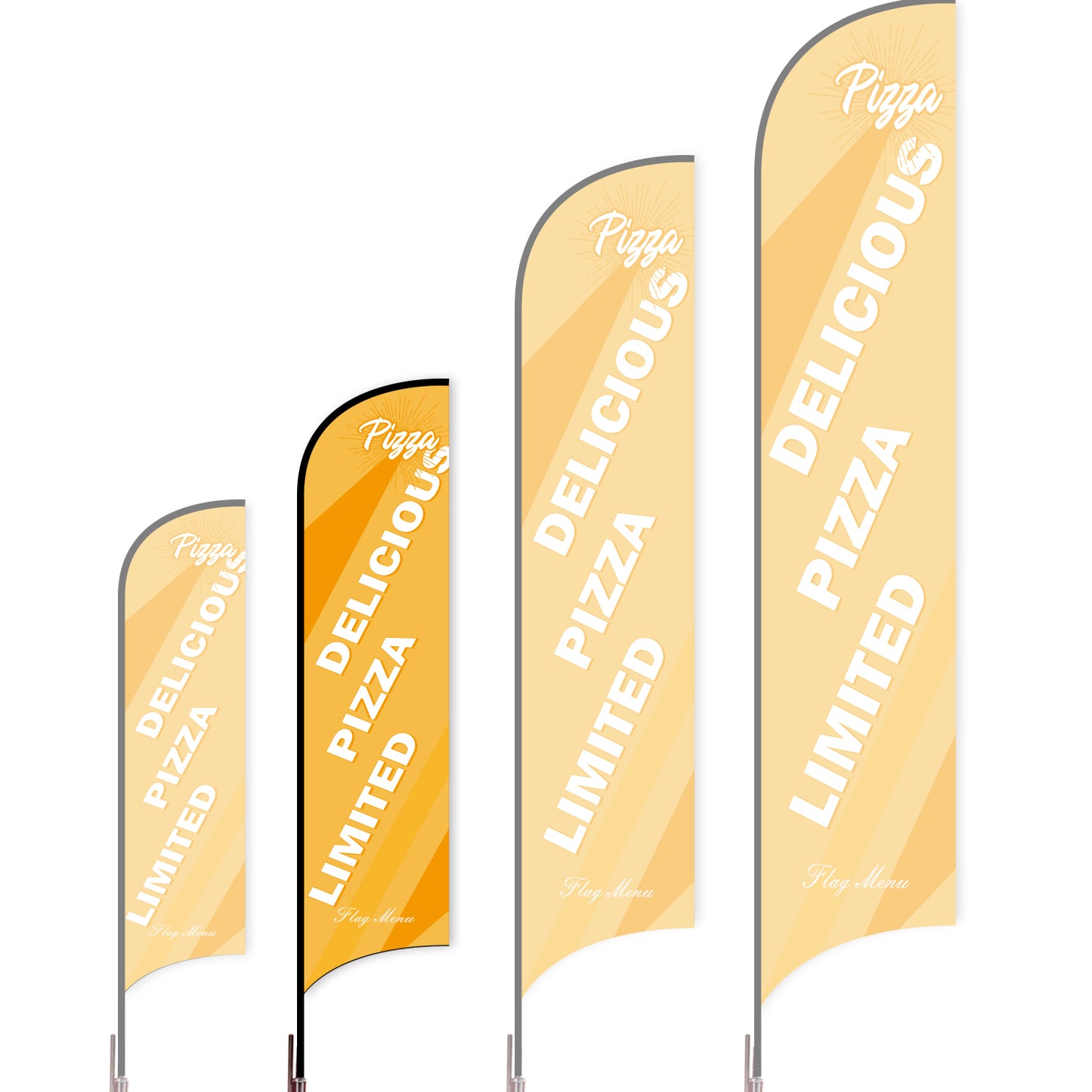 Sharkfin Flag - Doule Sided - Pizza-M-Orange-Flag Menu