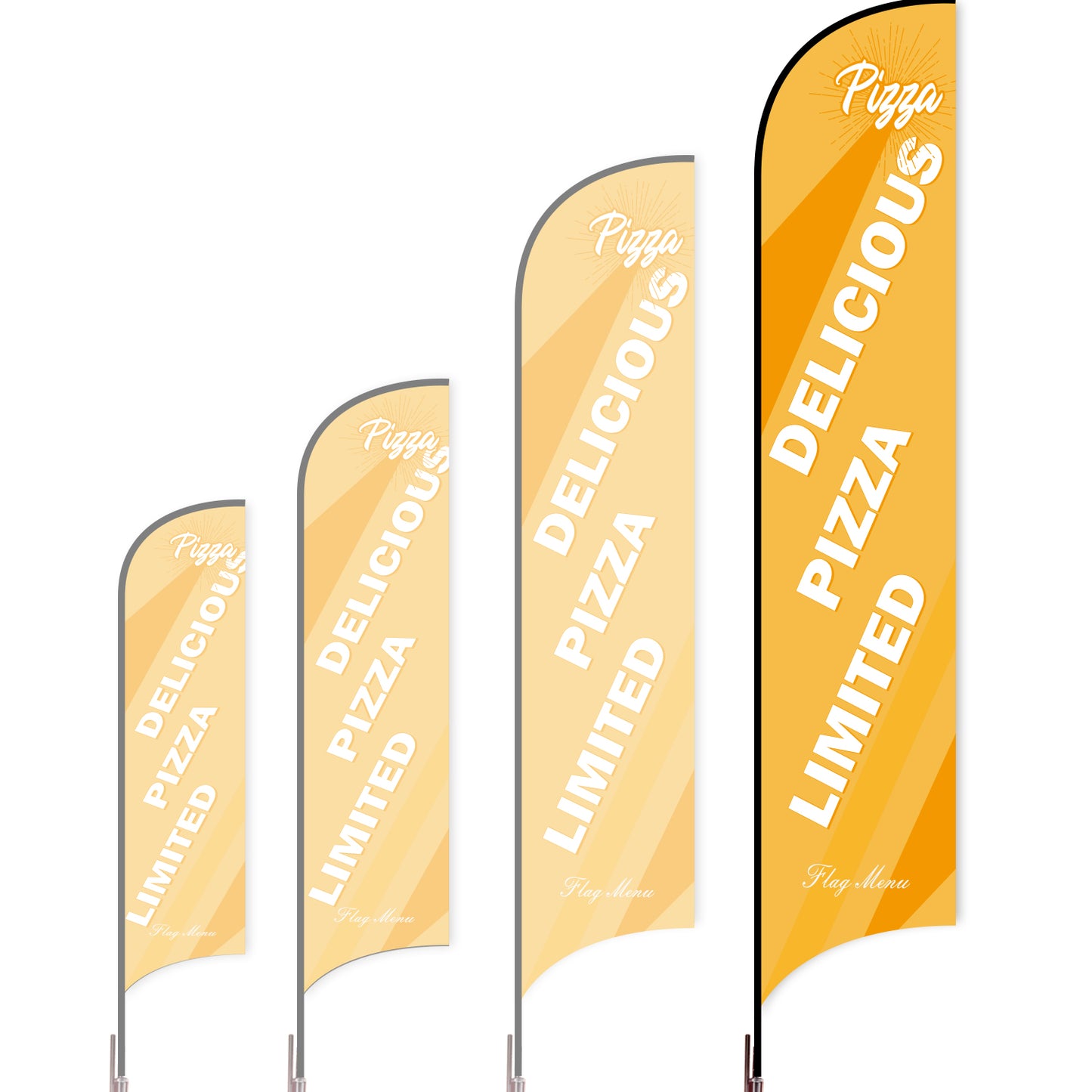 Sharkfin Flag - Doule Sided - Pizza-XL-Orange-Flag Menu