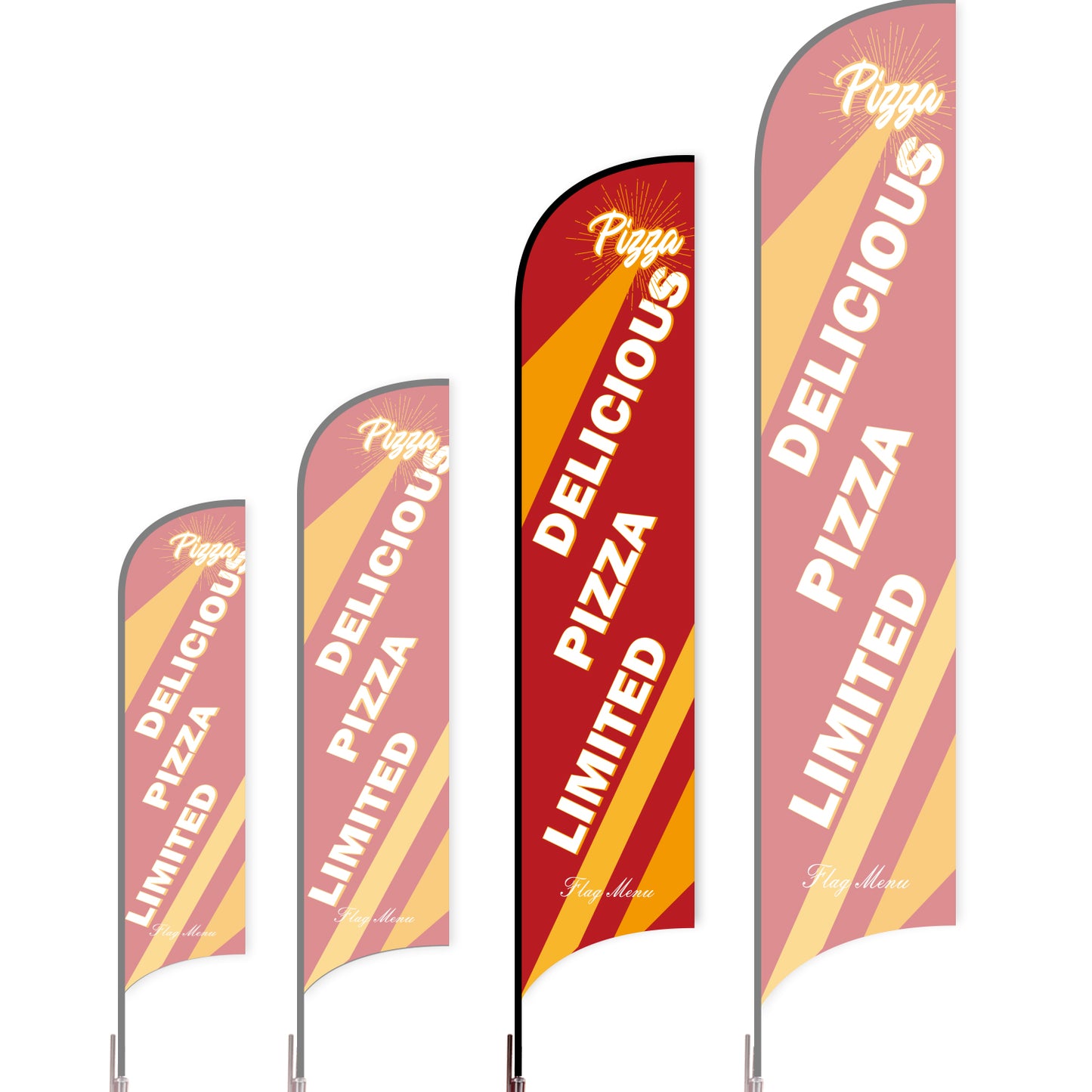 Sharkfin Flag - Doule Sided - Pizza-L(Suggestion)-Red-Flag Menu
