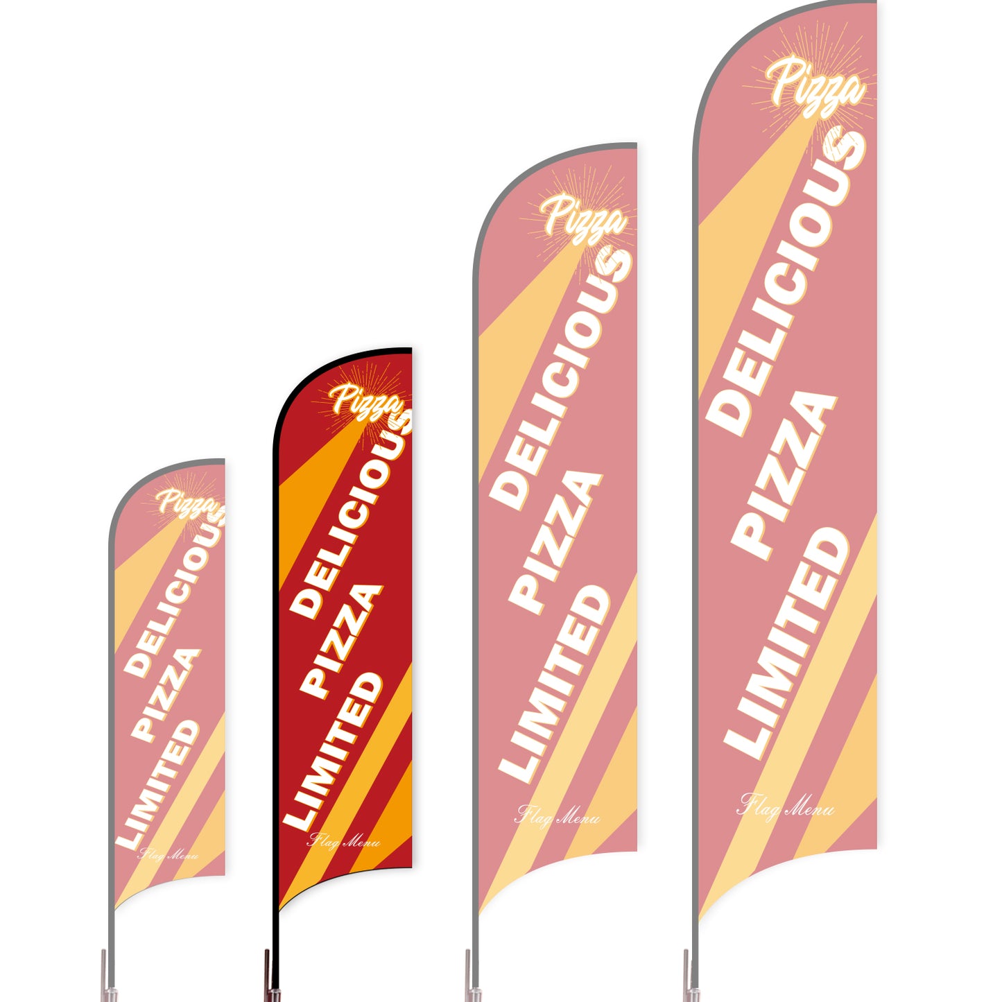 Sharkfin Flag - Doule Sided - Pizza-M-Red-Flag Menu