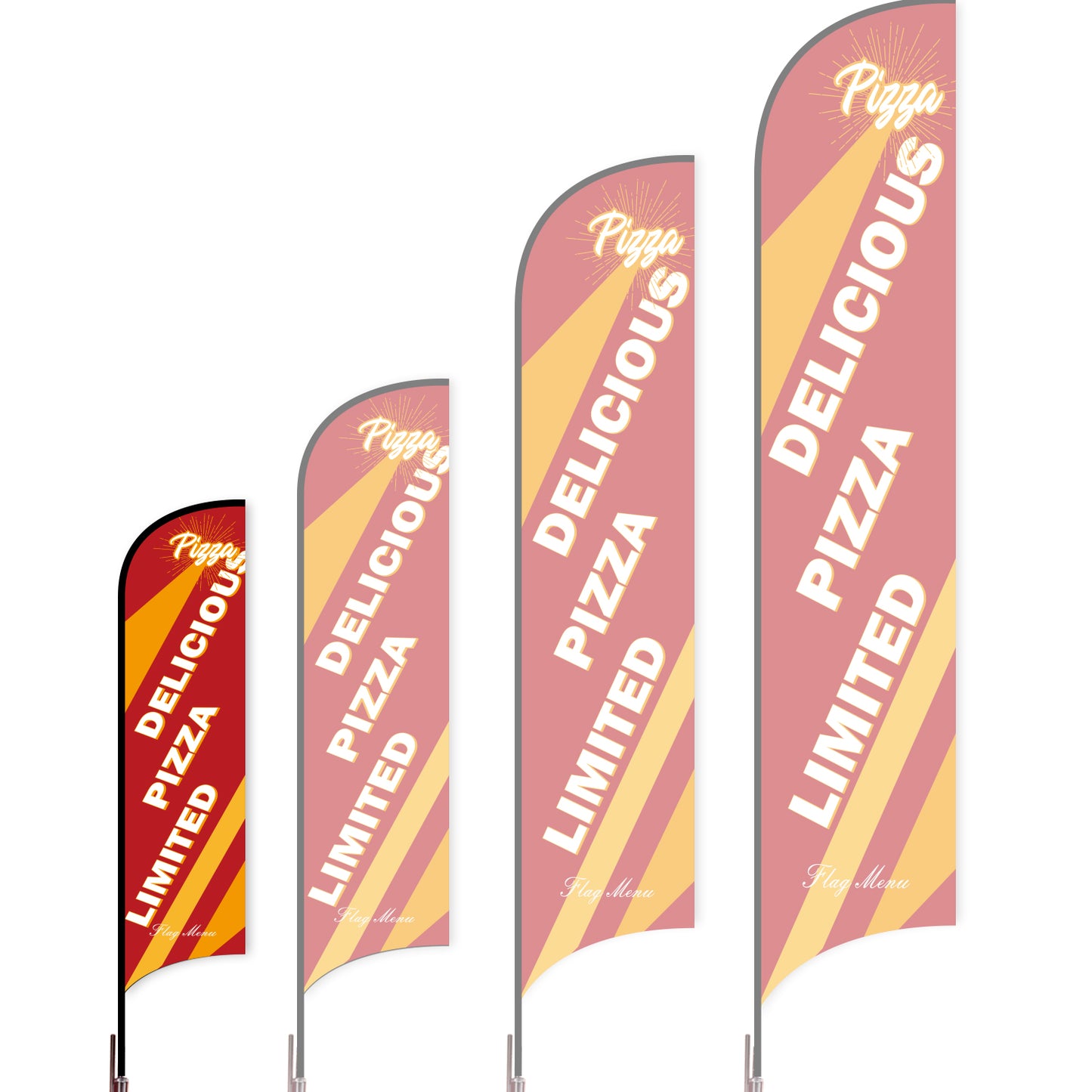 Sharkfin Flag - Doule Sided - Pizza-S-Red-Flag Menu