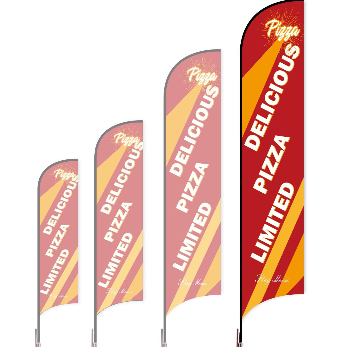 Sharkfin Flag - Doule Sided - Pizza-XL-Red-Flag Menu