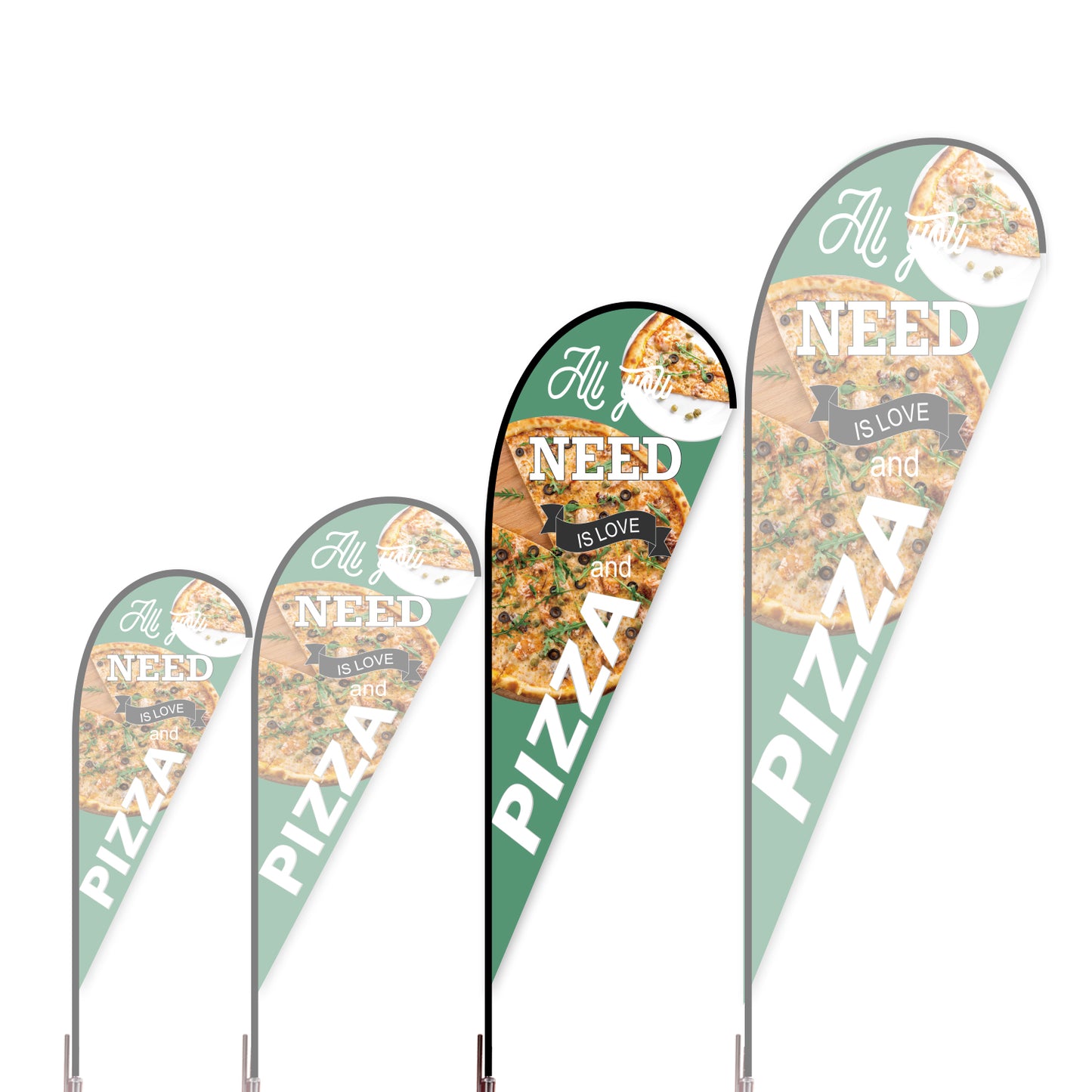 Teardrop Flag - Doule Sided - Pizza-L(Suggestion)-Green-Flag Menu