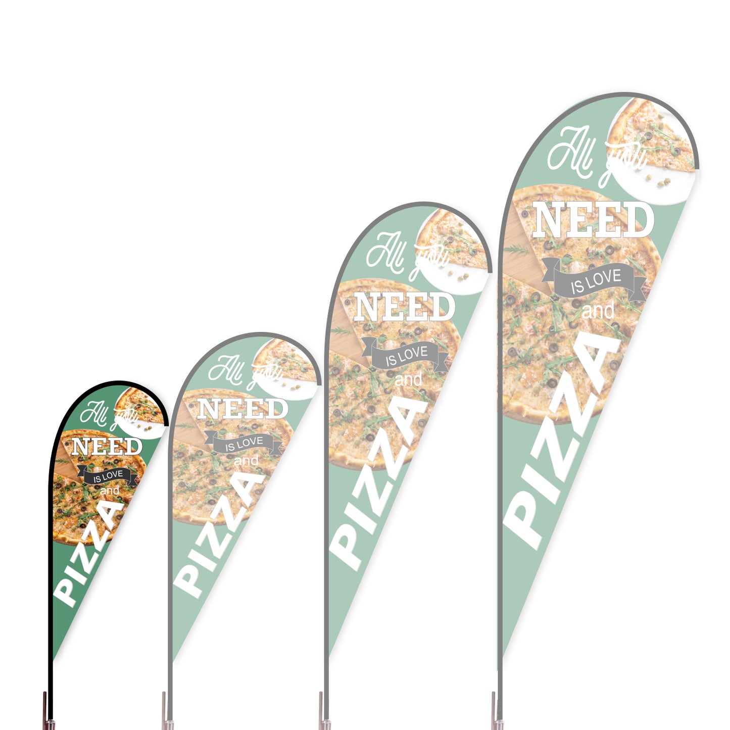 Teardrop Flag - Doule Sided - Pizza-S-Green-Flag Menu