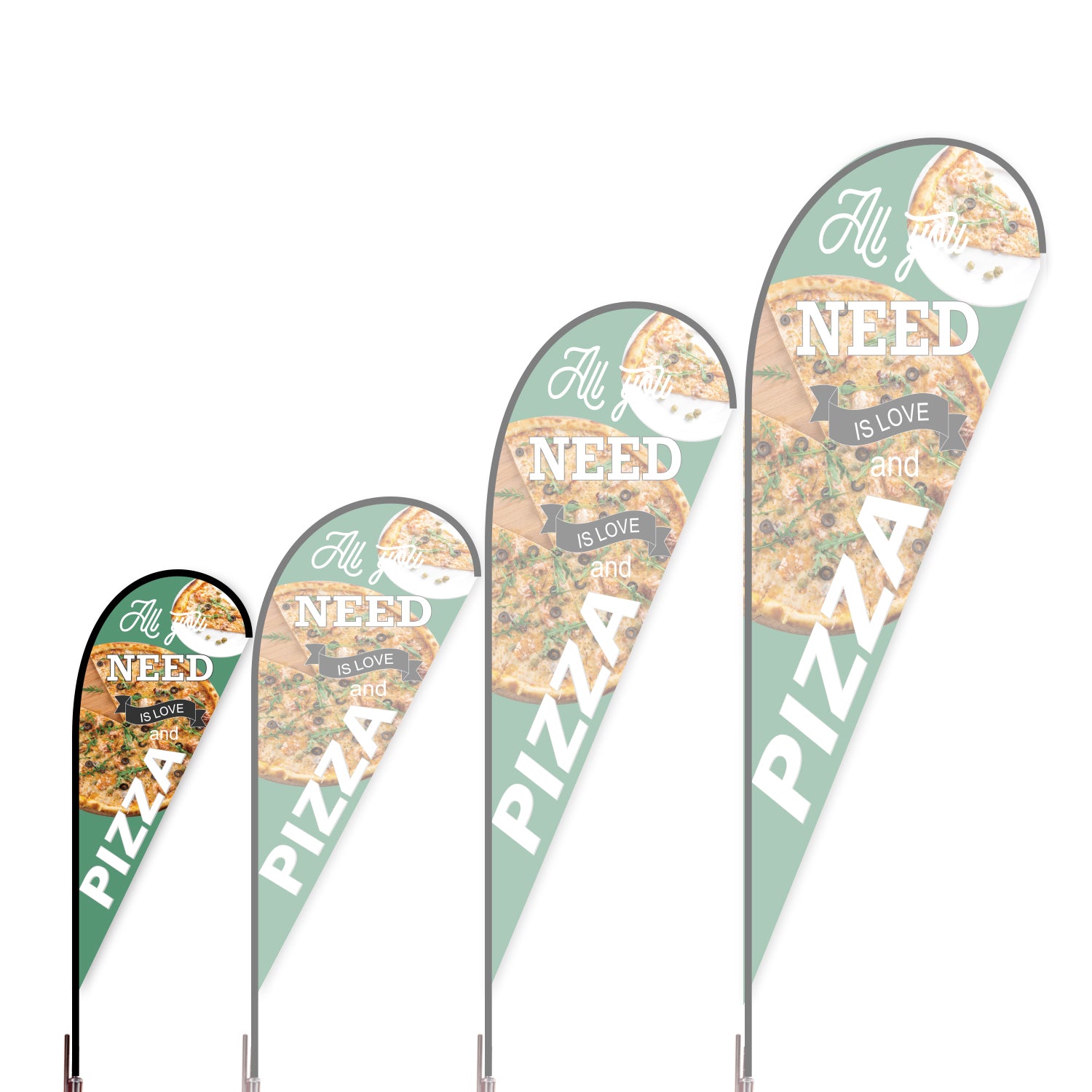 Teardrop Flag - Doule Sided - Pizza-S-Green-Flag Menu